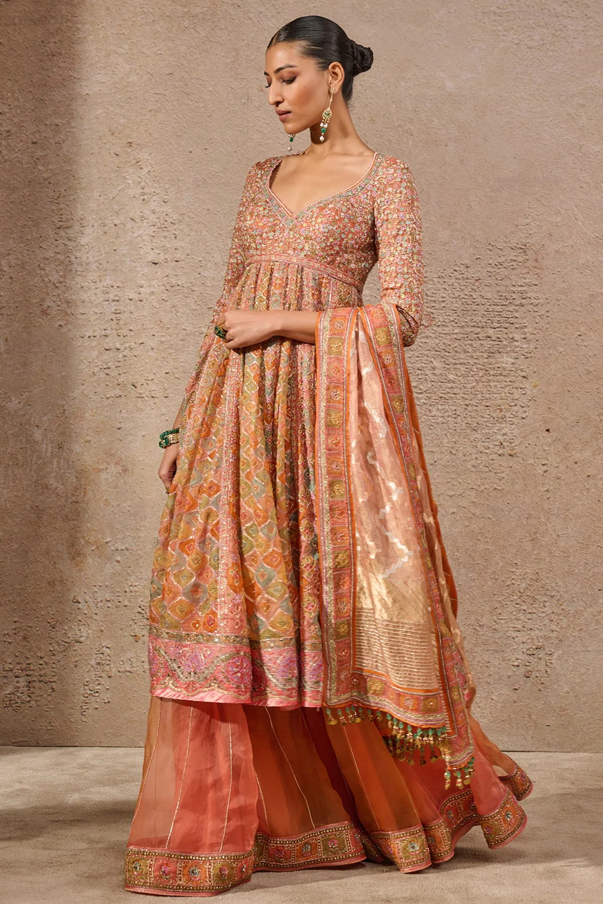 Timeless Aari Embroidered Kalidar Kurta & Sharara Set - Image 2