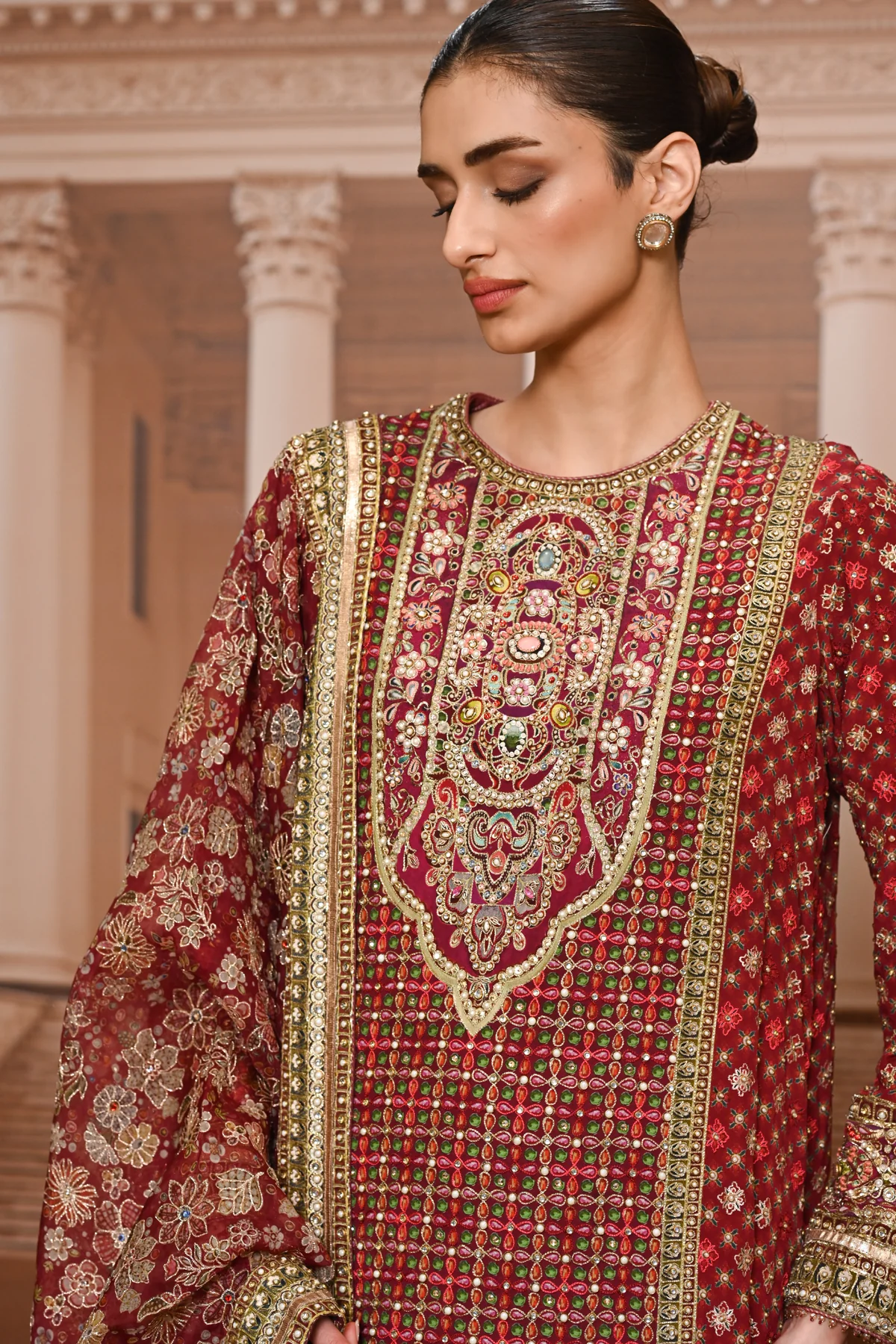 Ever Bloom Byzantium Hand Painted Kashida Kurta Set - Image 3
