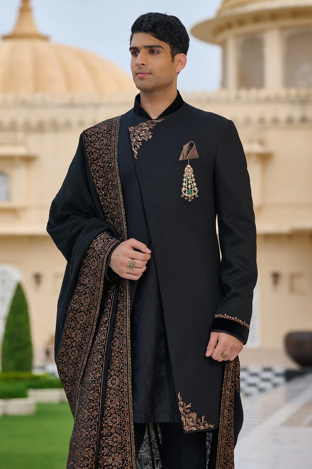 Golden Light Classic Achkan Sherwani Set - Image 5