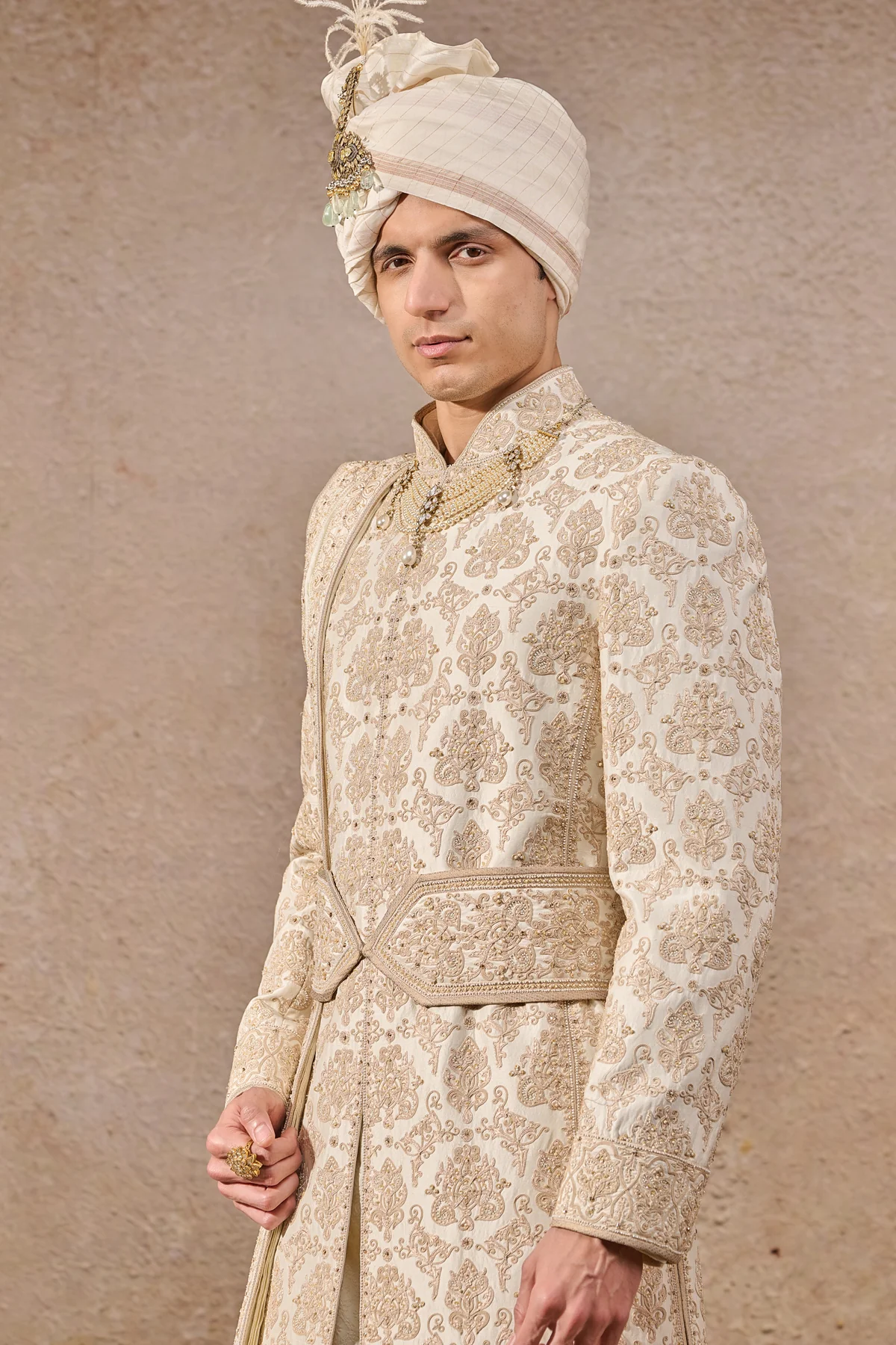 Languid Summer Classic Hand Embroidered Sherwani - Image 6