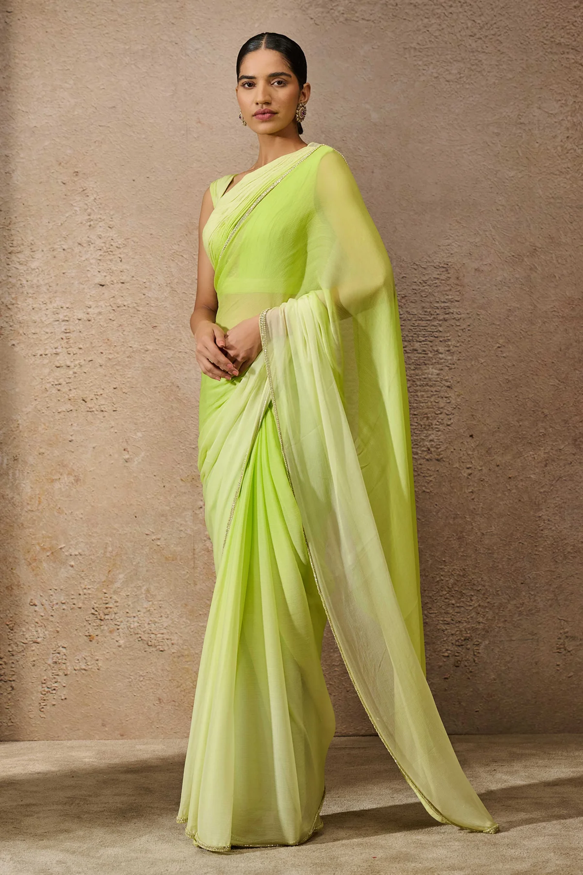 Otherworldly Classic Ombre Chiffon Saree - Image 2