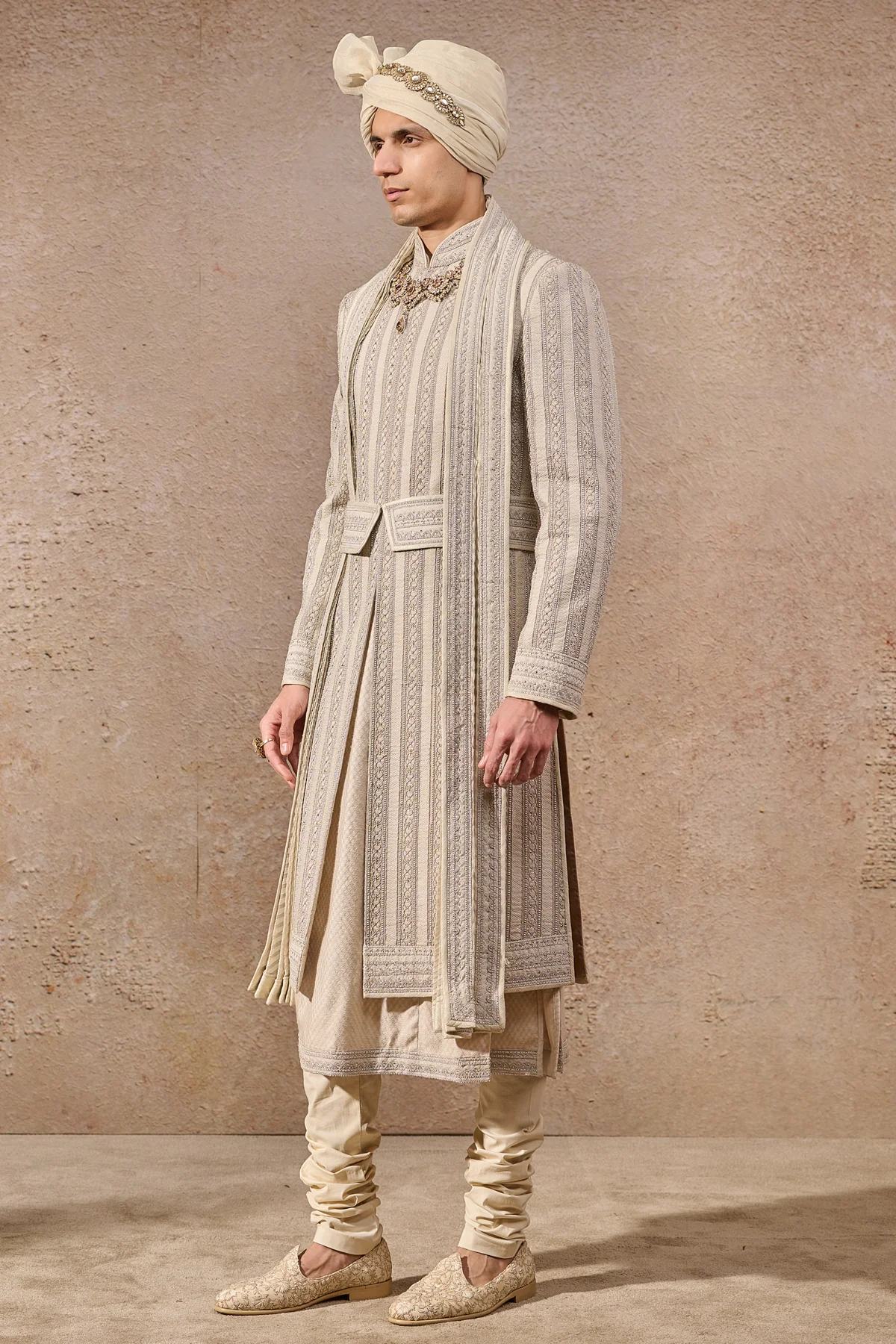 Languid Summer Classic Tissue Gemoteric Sherwani - Image 2