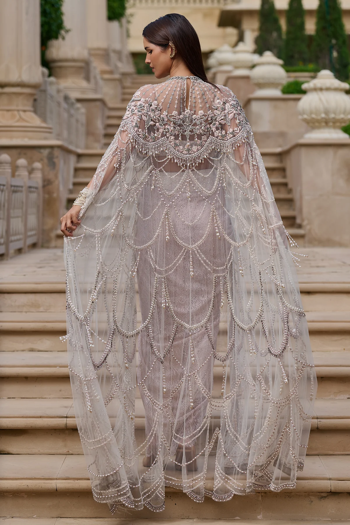 Quintessence Crystal, Pearl & Feather Cape Set - Image 4