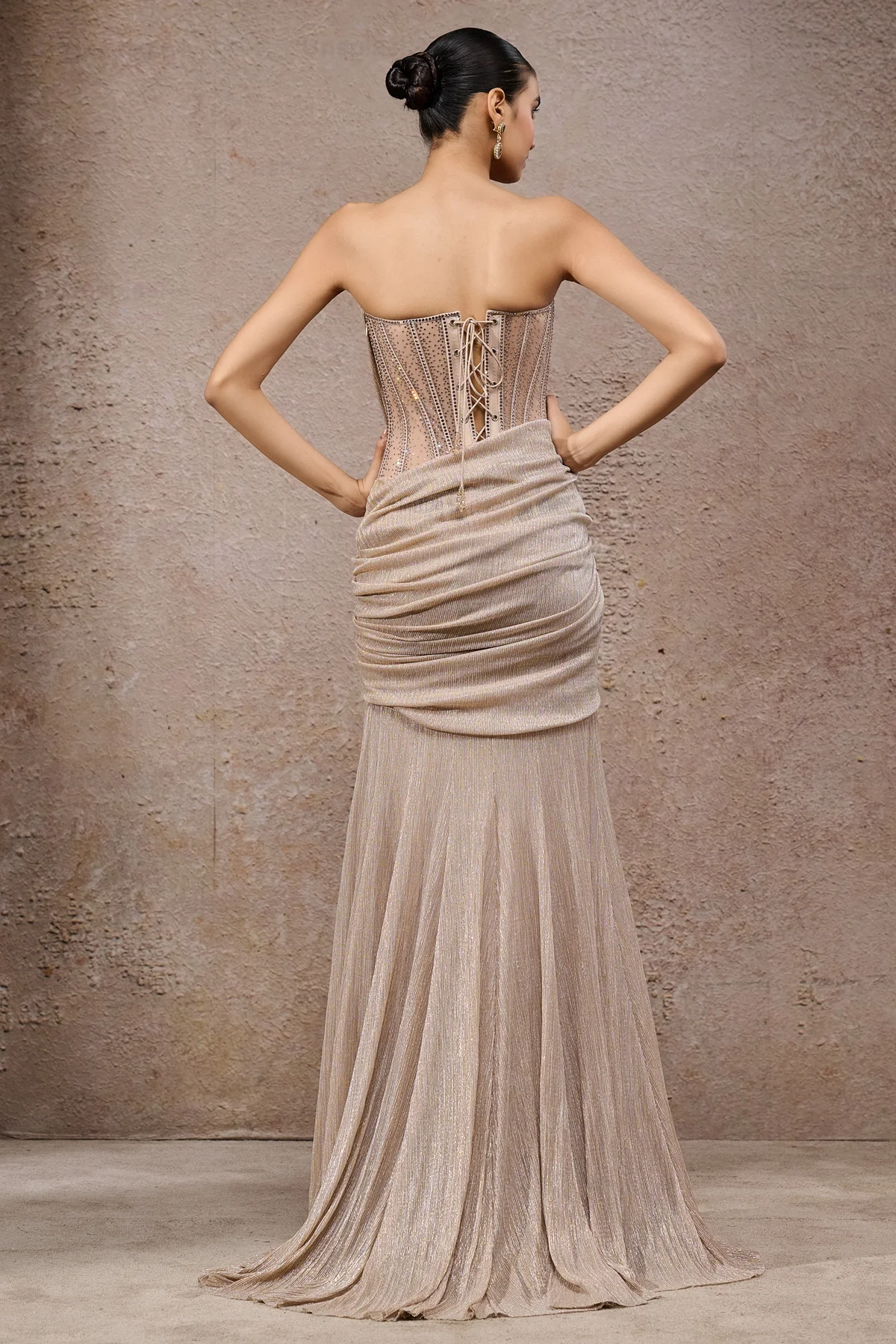 Golden Light Draped Gown - Image 5