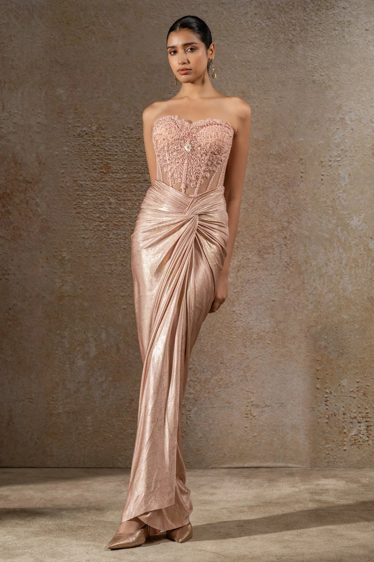 Golden Light Draped Skirt & Corset Cape - Image 3