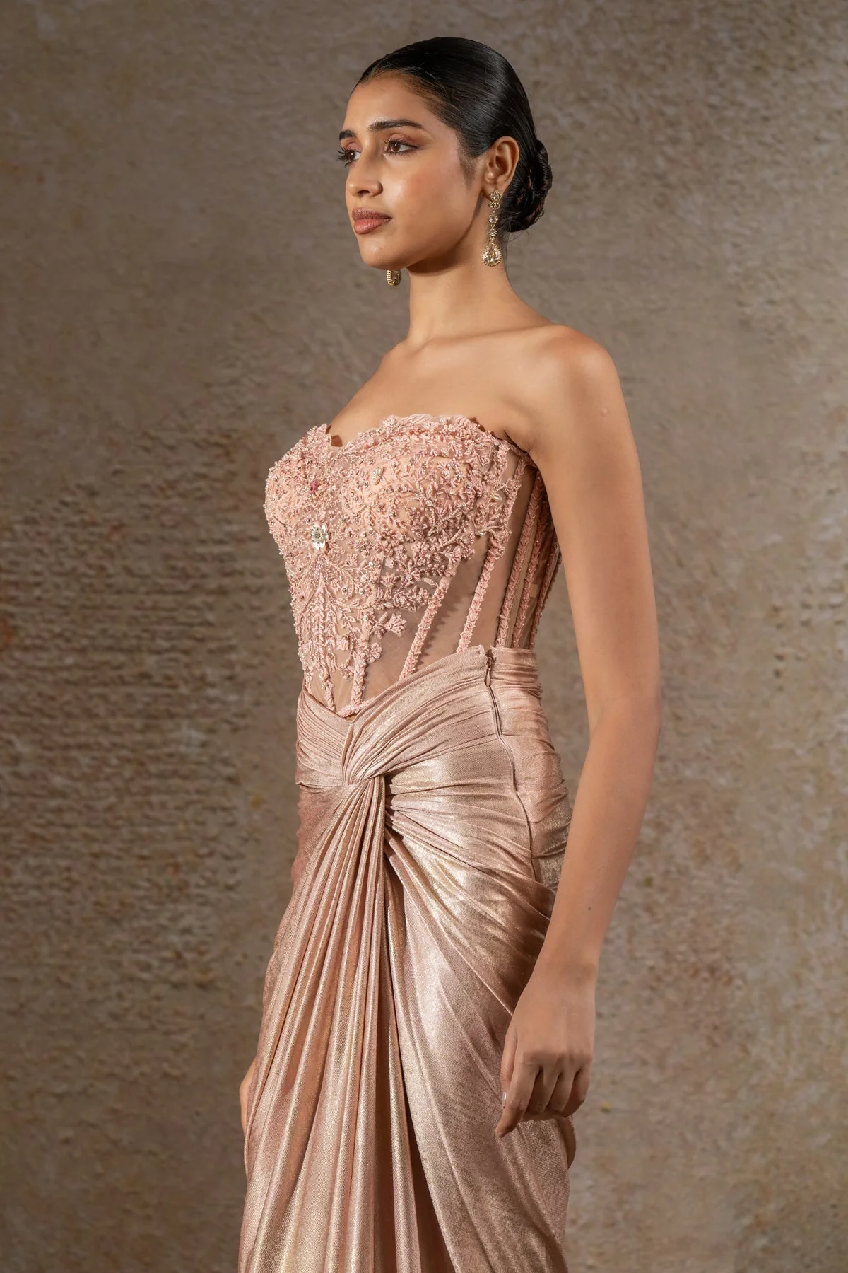Golden Light Draped Skirt & Corset - Image 3