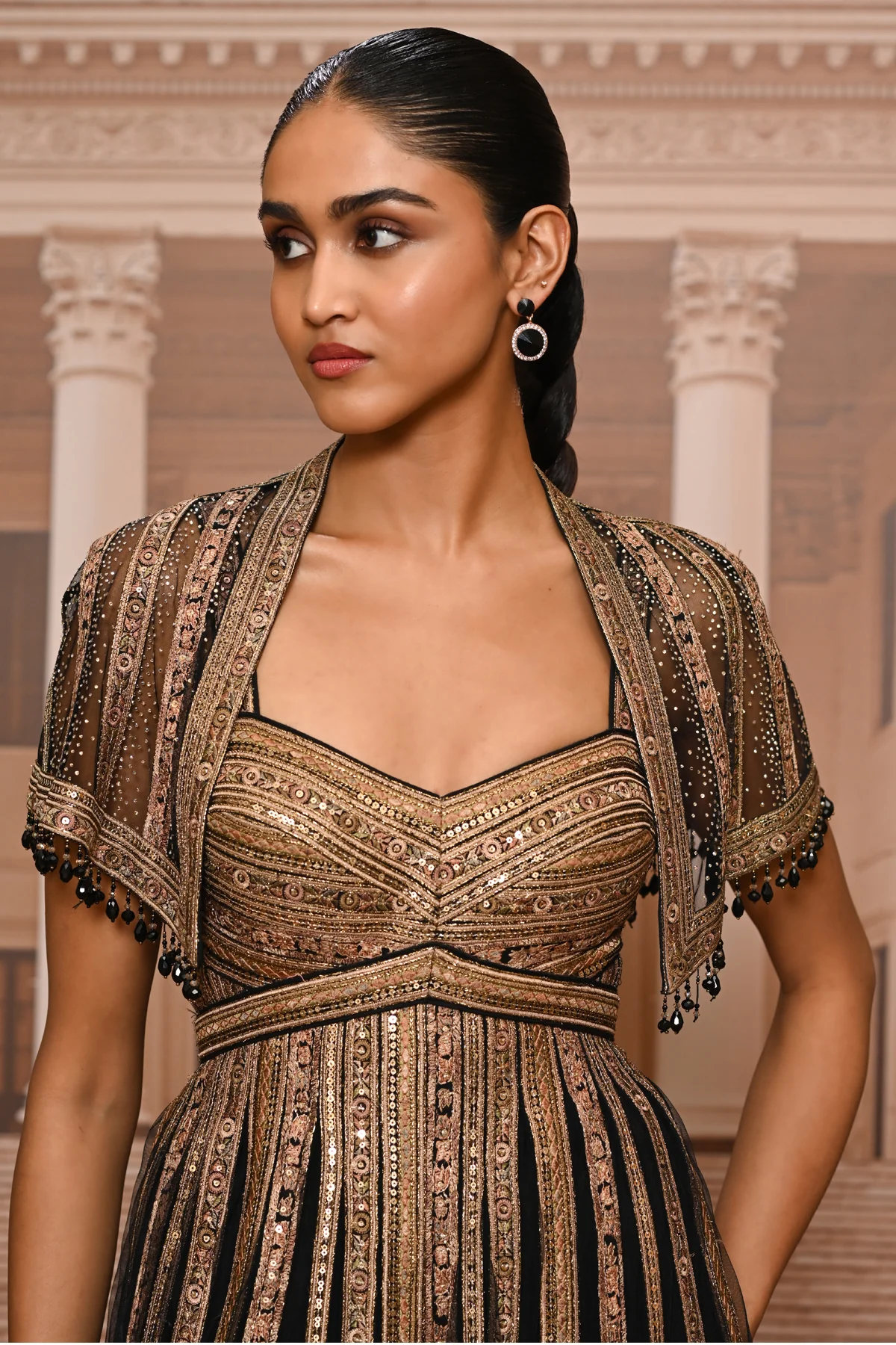 Ever Bloom Embroidered Jumpsuit With Cape - Image 6