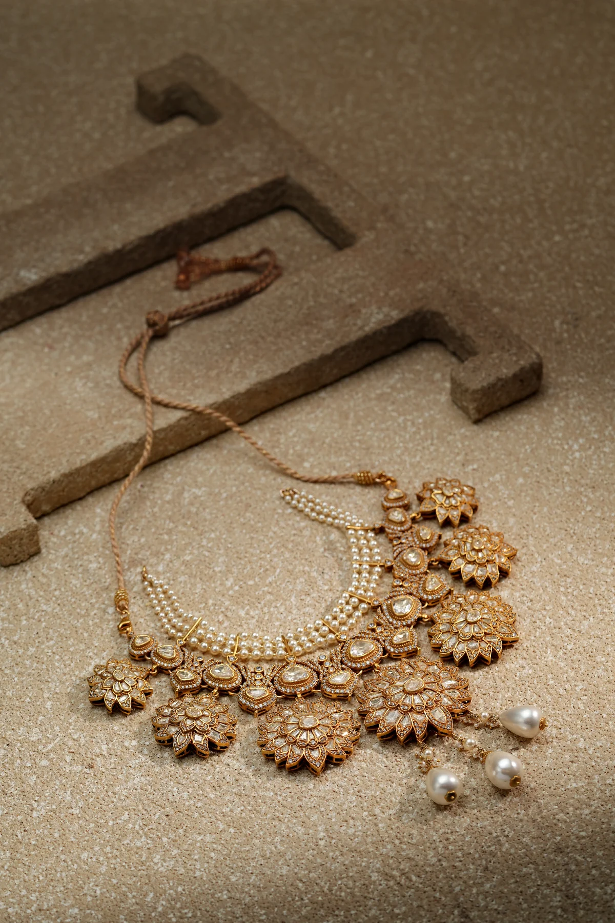 Floral Crystal Silver Necklace - Image 3