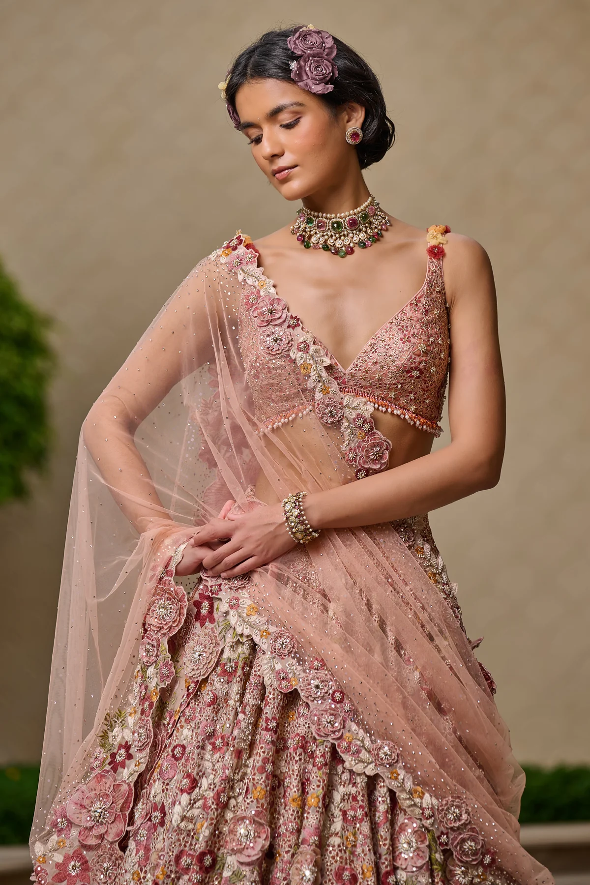 Quintessence  Floral Embroidered Lehenga - Image 3