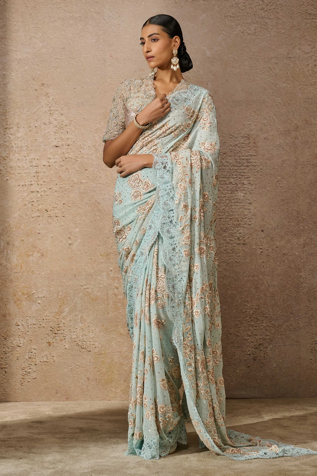 Otherworldly Floral Embroidered Saree - Image 2