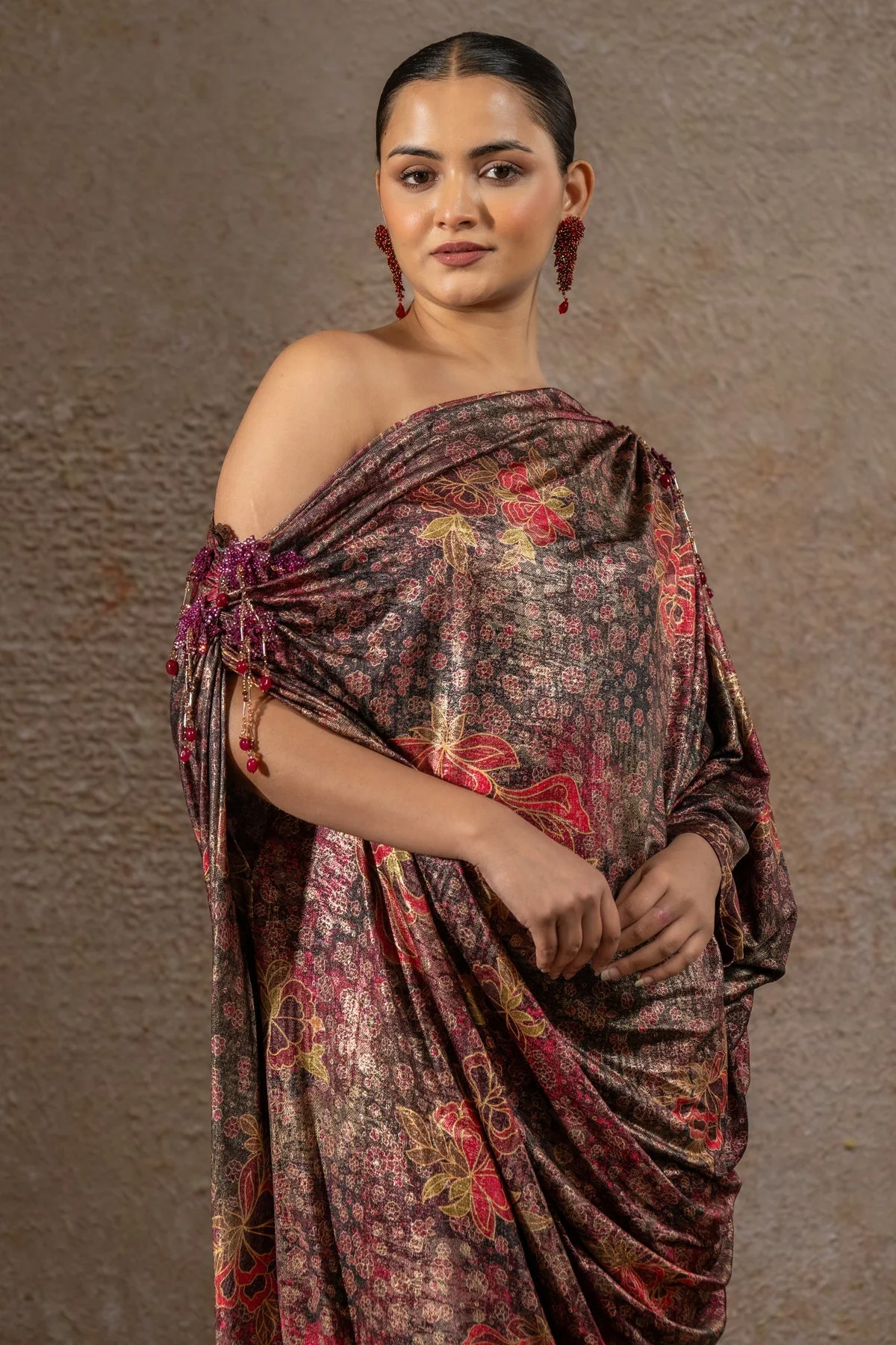 Golden Light Floral Print Dress - Image 7