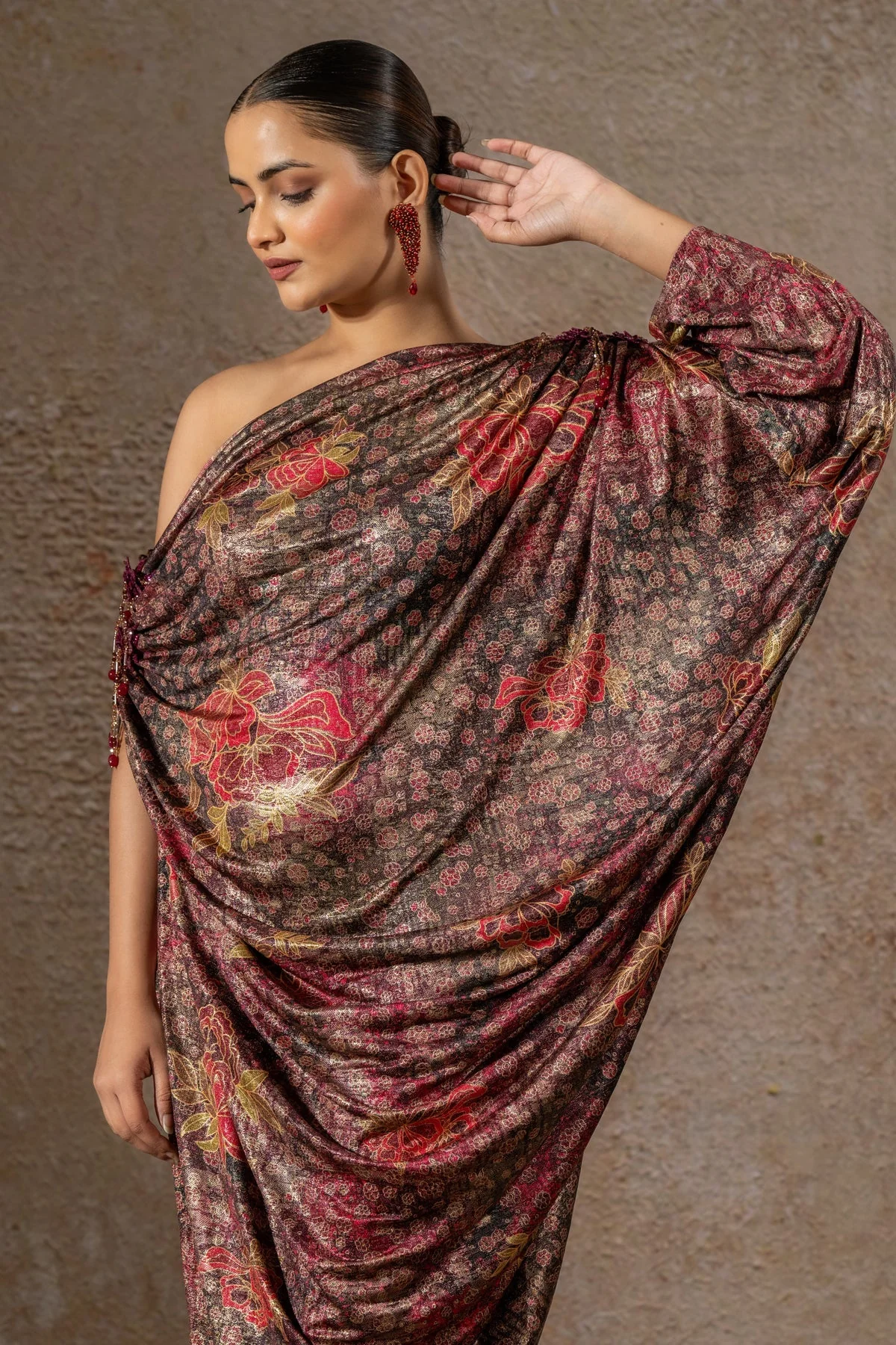 Golden Light Floral Print Dress - Image 5