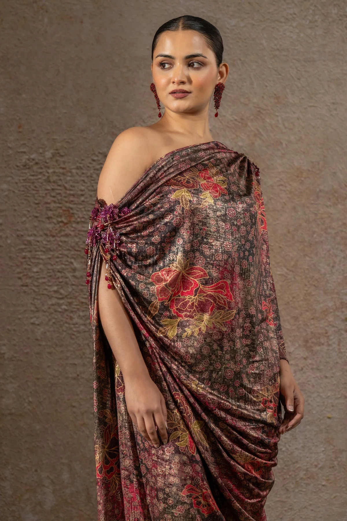 Golden Light Floral Print Dress - Image 6