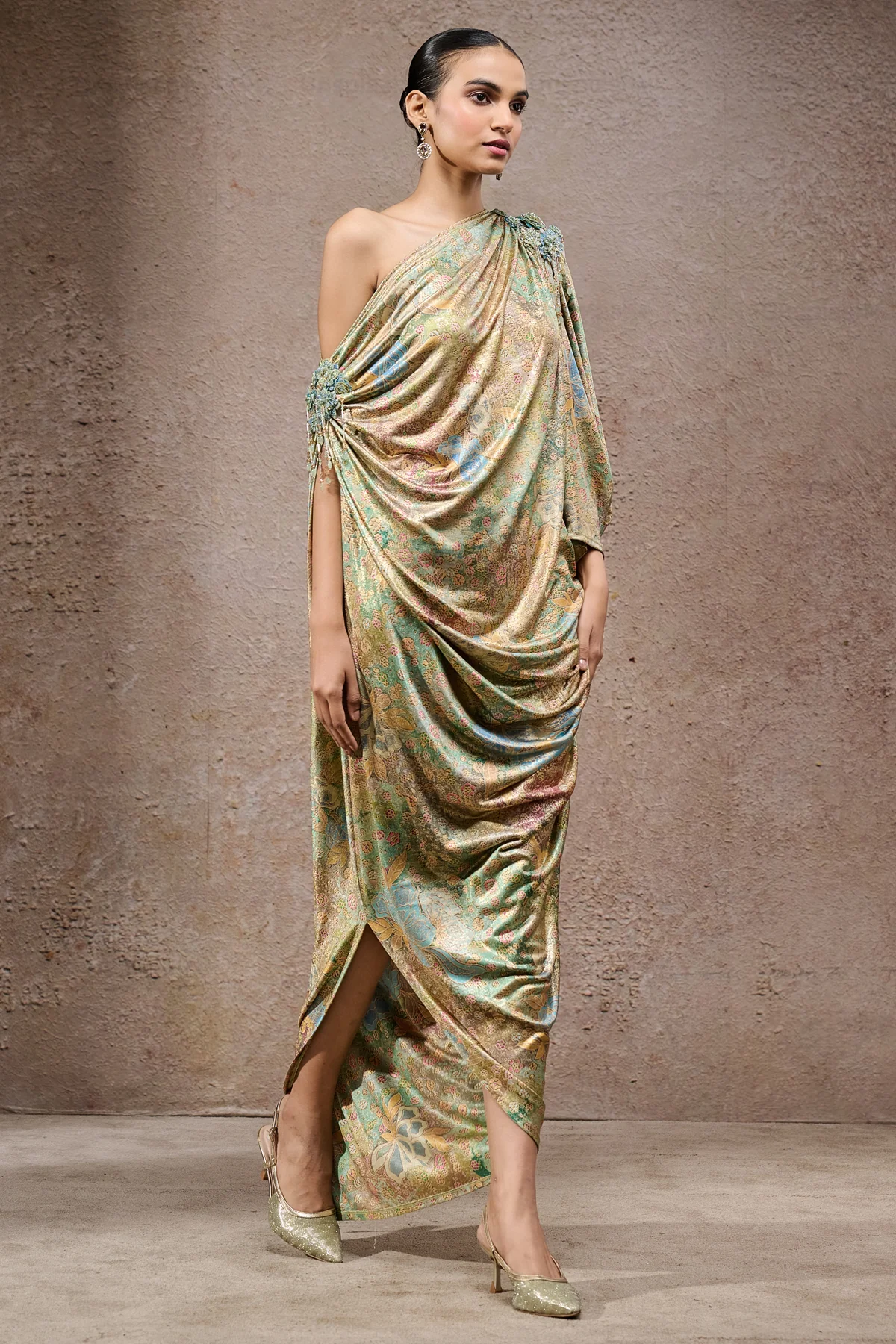 Golden Light Floral Print Dress - Image 2