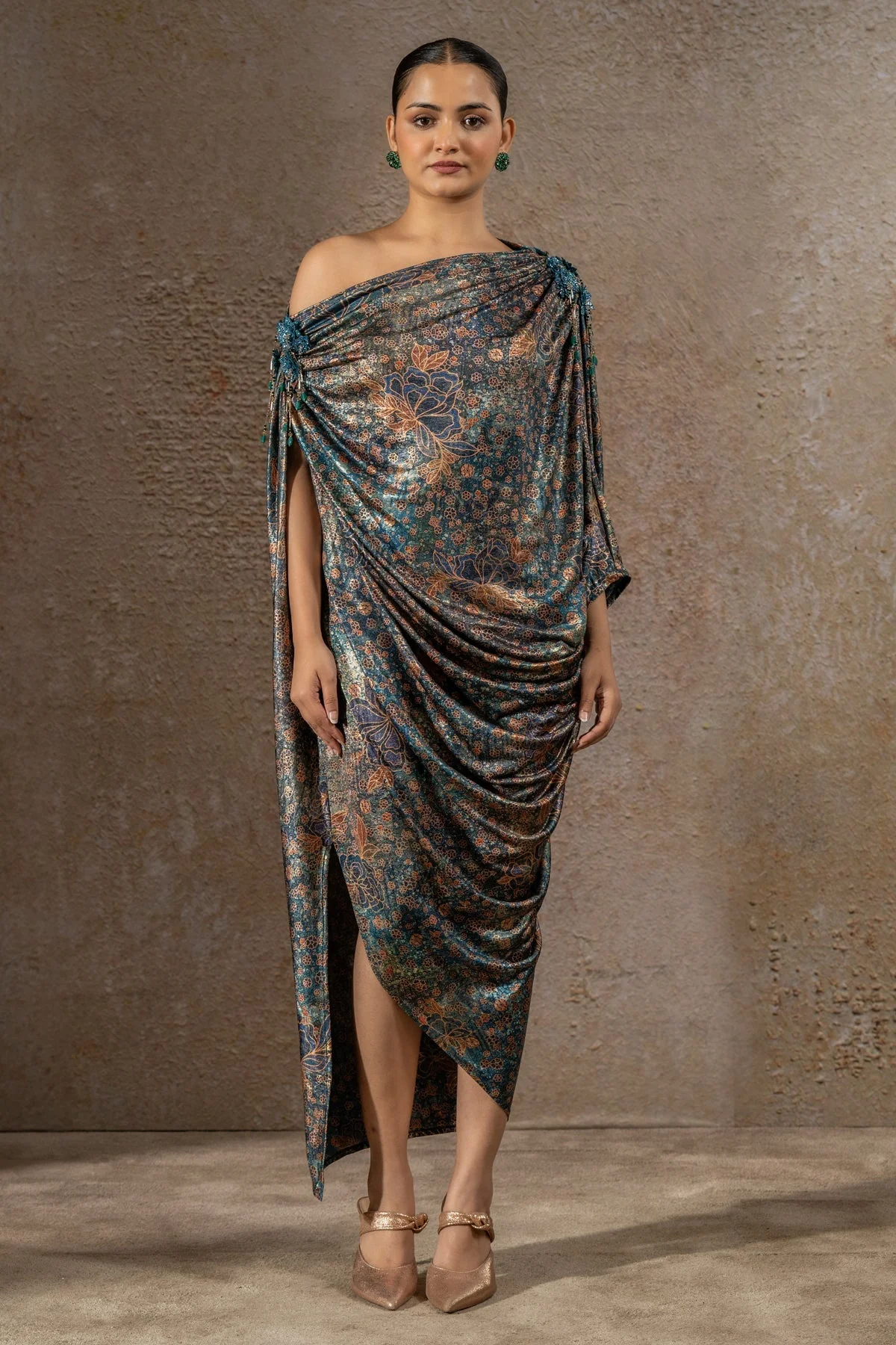 Golden Light Floral Print Dress - Image 3