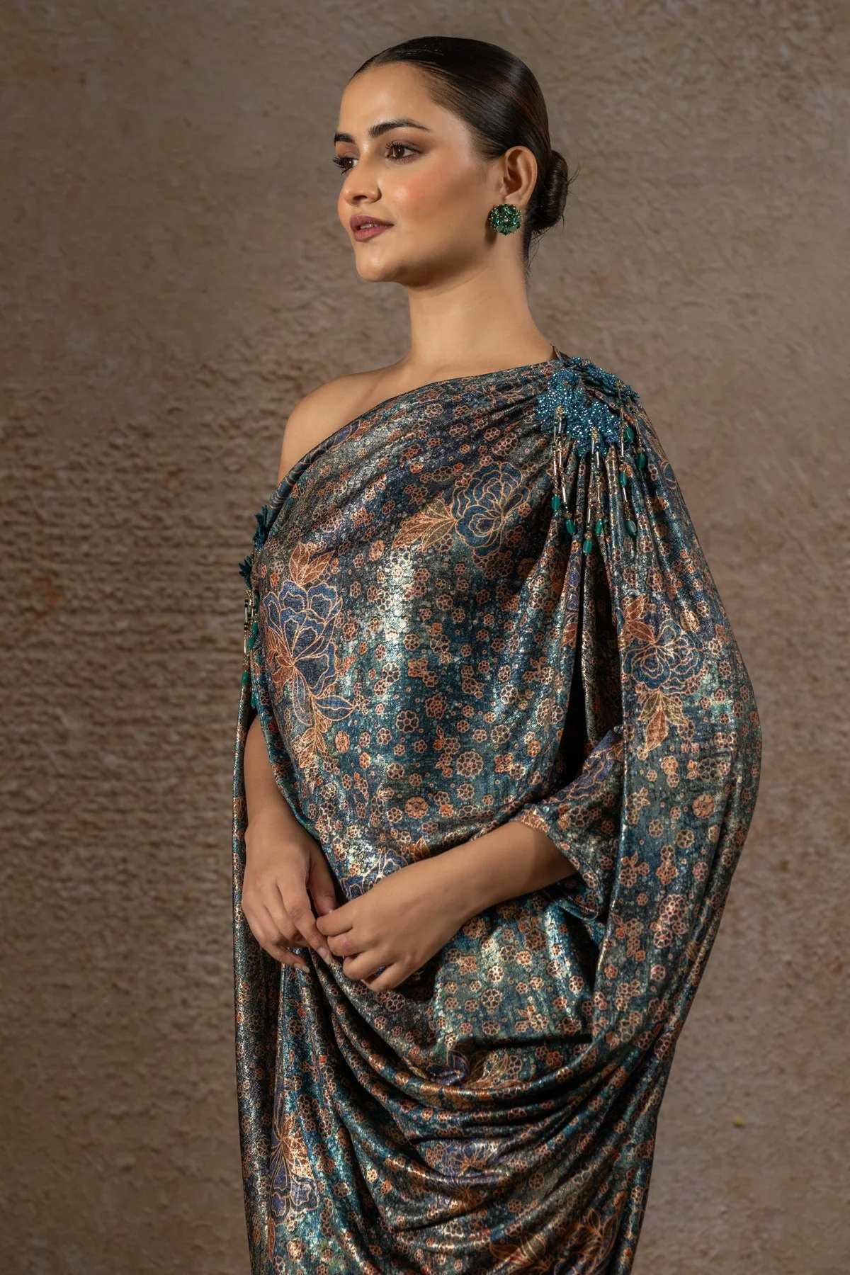 Golden Light Floral Print Dress - Image 7