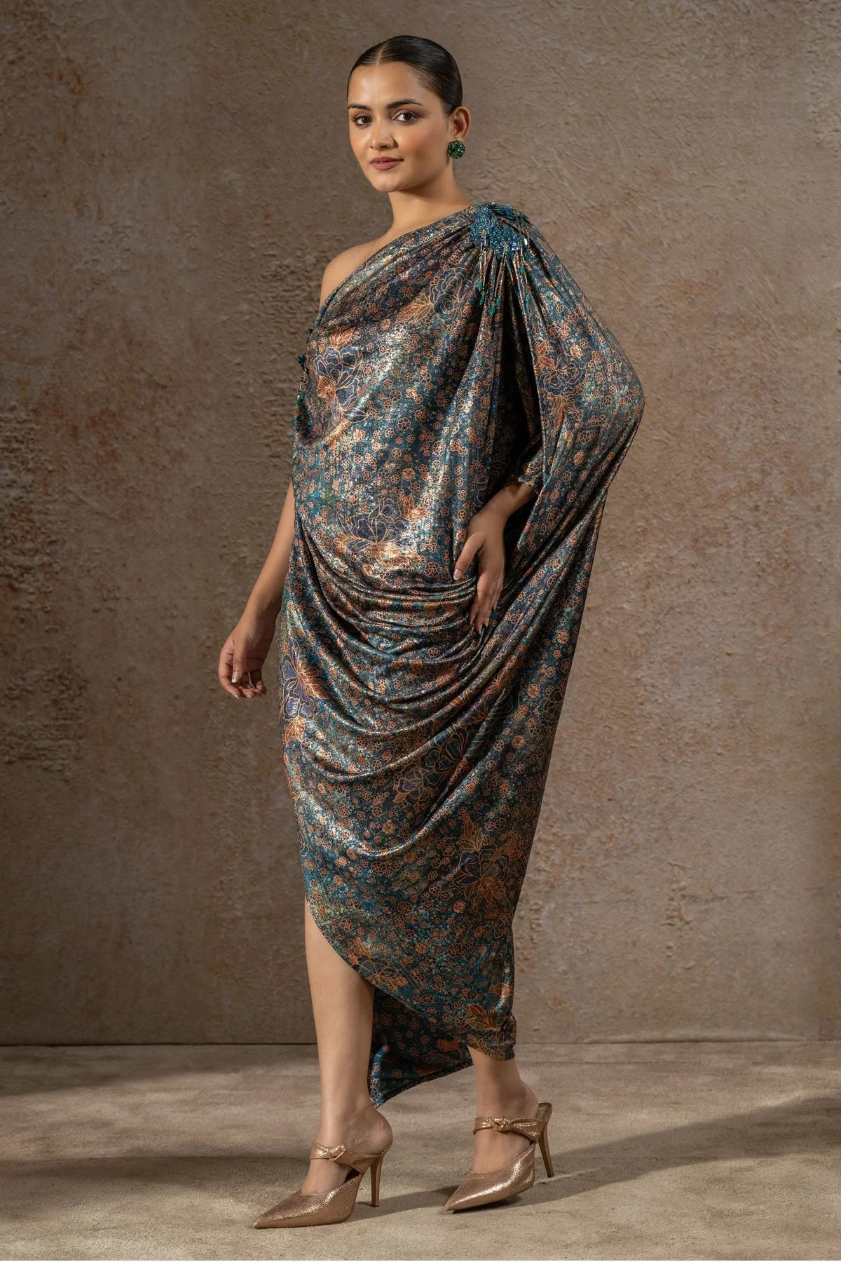 Golden Light Floral Print Dress - Image 8
