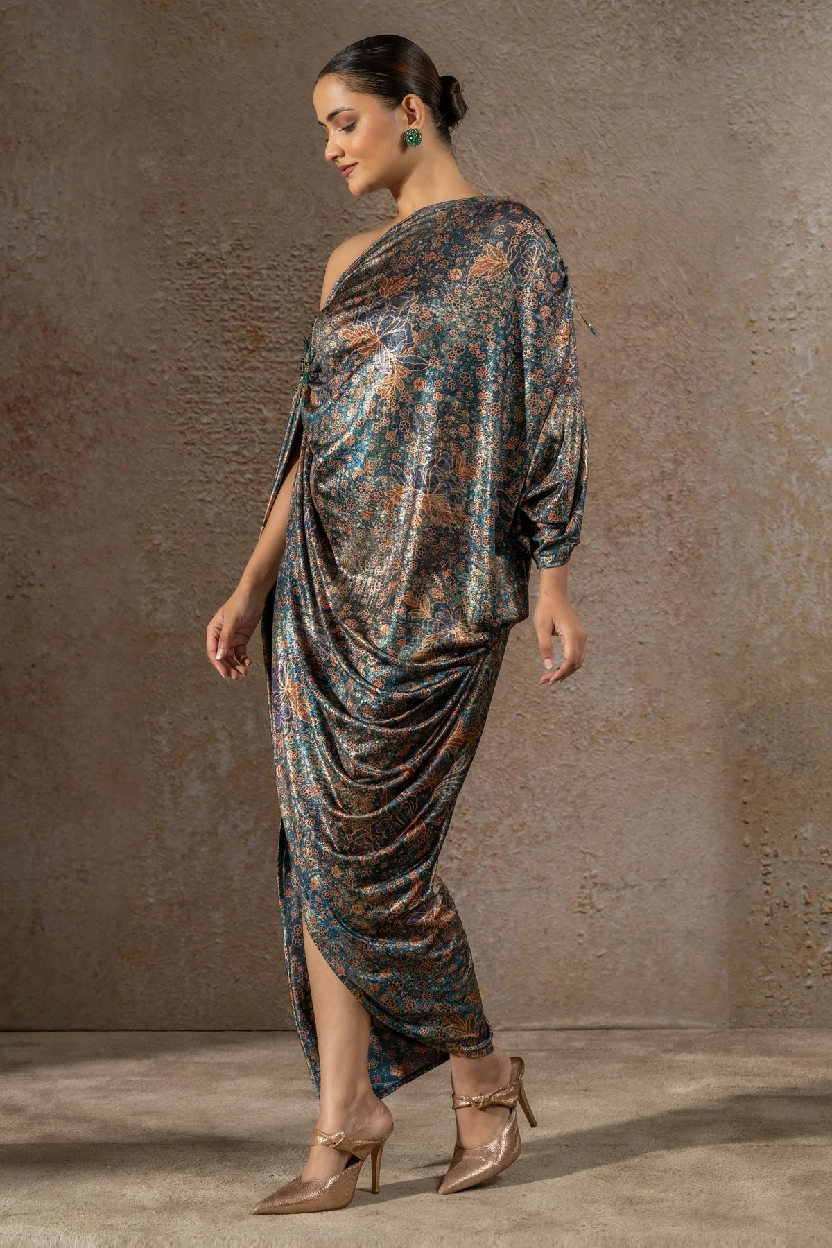 Golden Light Floral Print Dress - Image 4