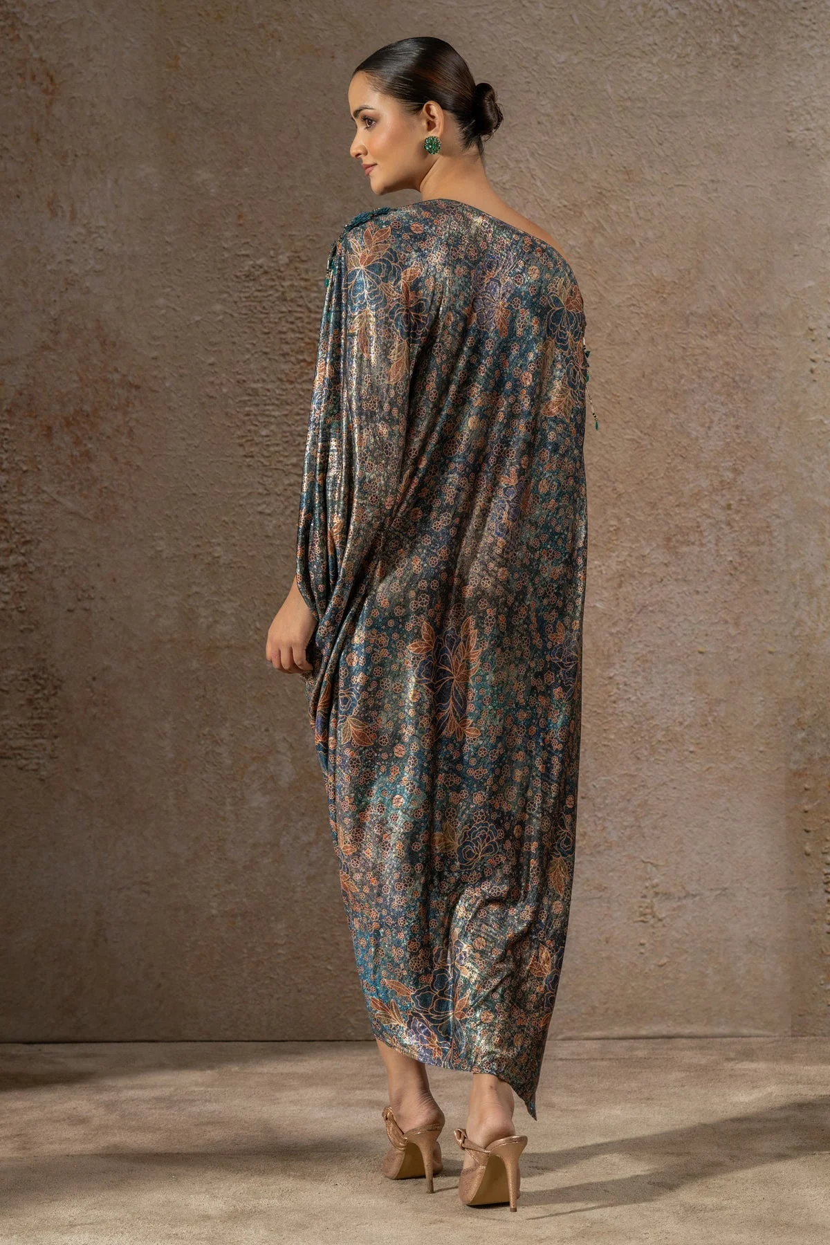 Golden Light Floral Print Dress - Image 9
