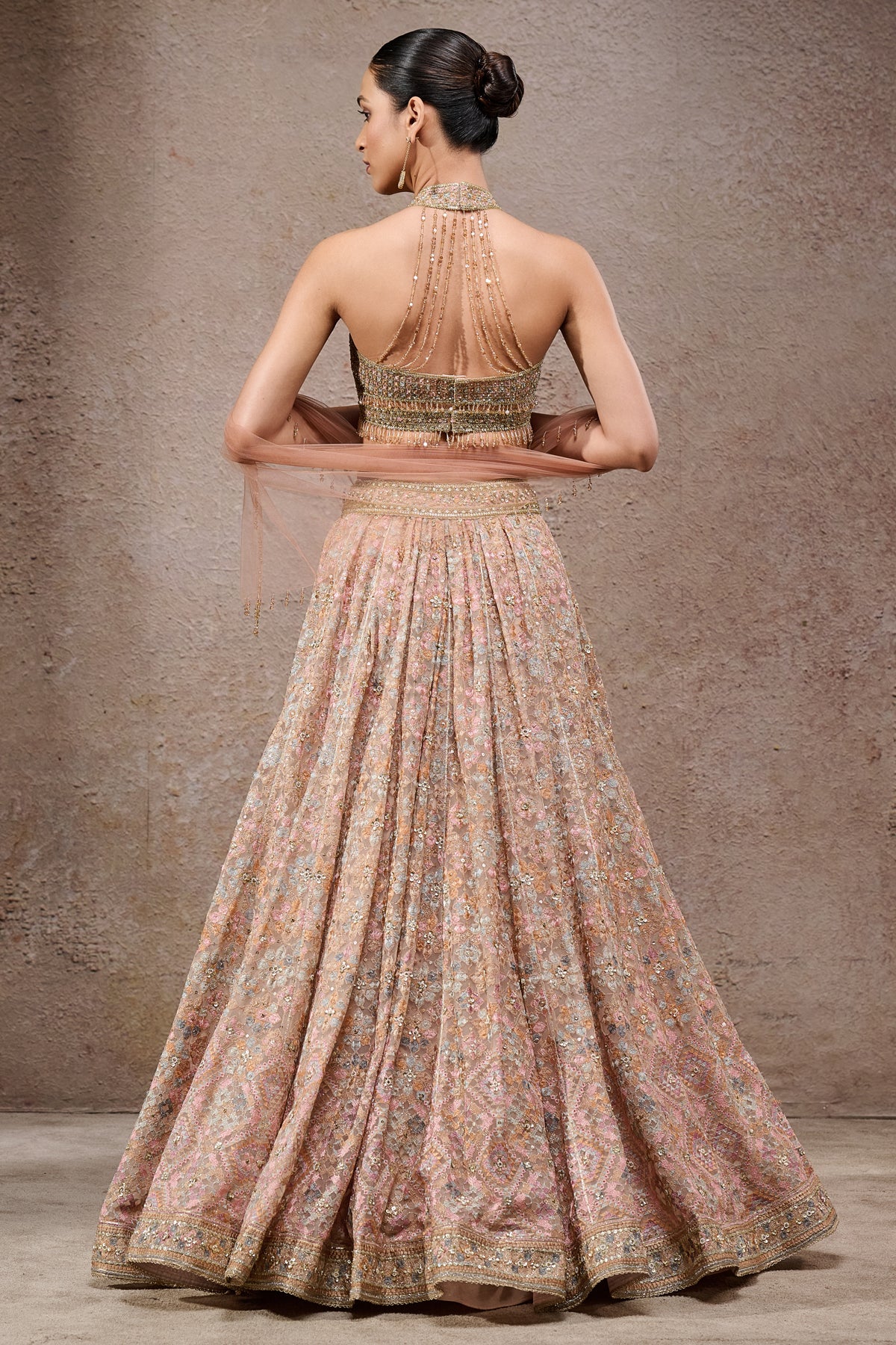 Golden Light Geometric Embroidered Lehenga - Image 4