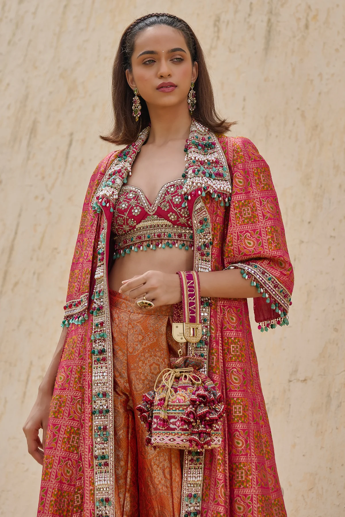 Quintessence Gharchola Embroidered Jacket Set - Image 3