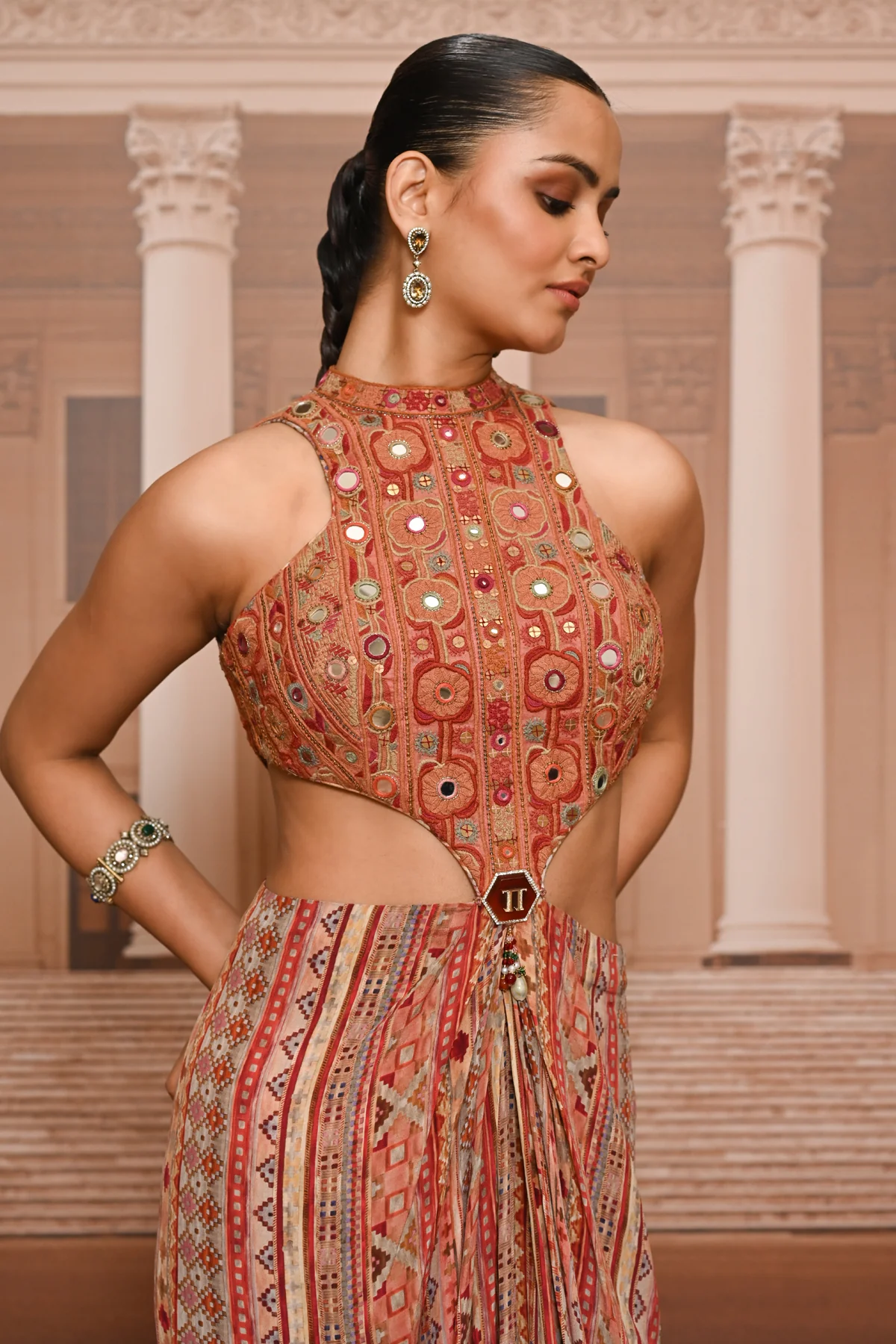 Ever Bloom Hand Embroidered Draped Dress - Image 4