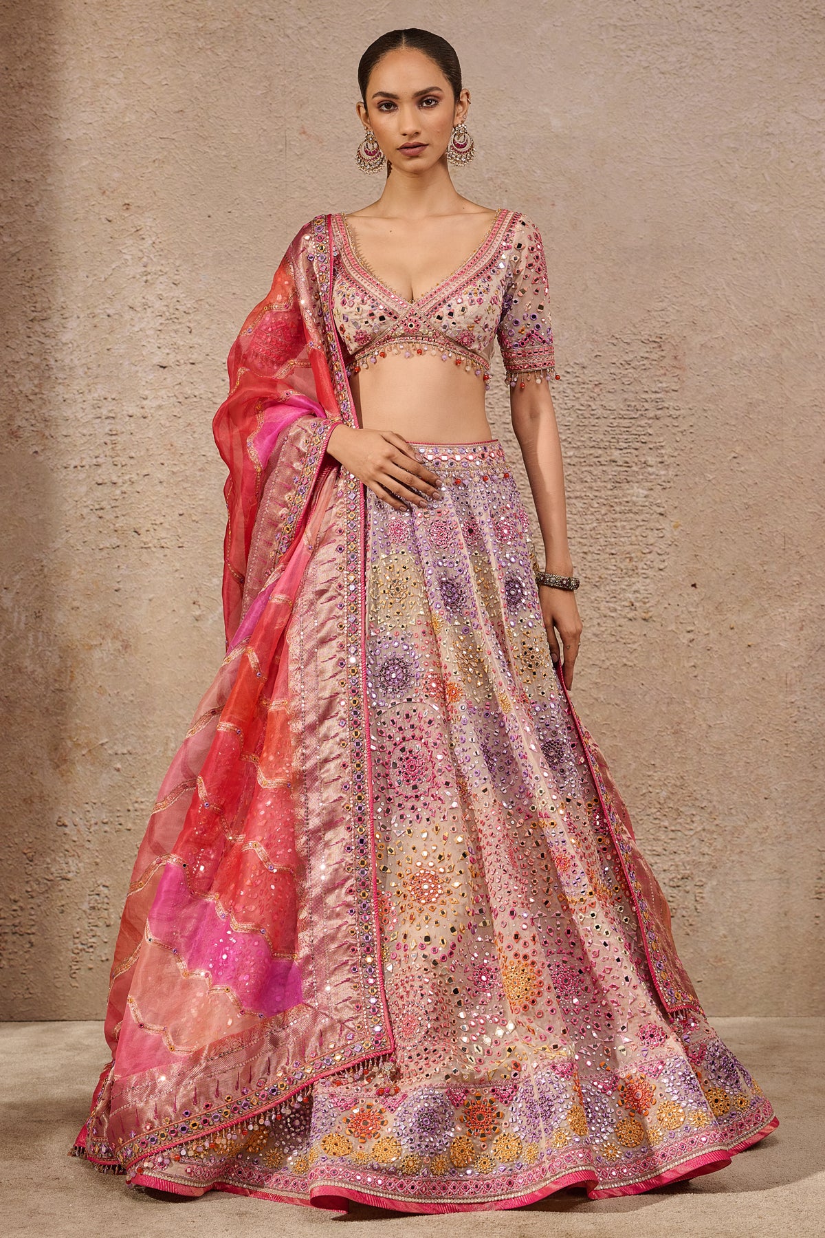 Timeless Hand Embroidered Mirror Work Lehenga