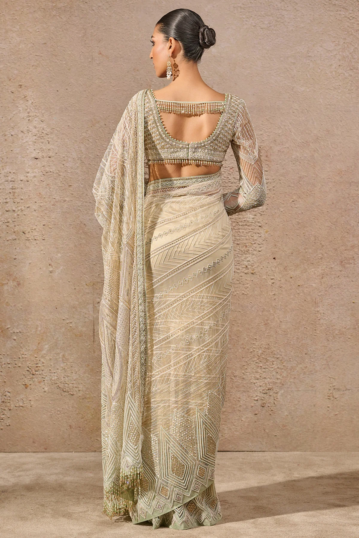 Timeless Hand Embroidered Resham & Sequin Saree - Image 5