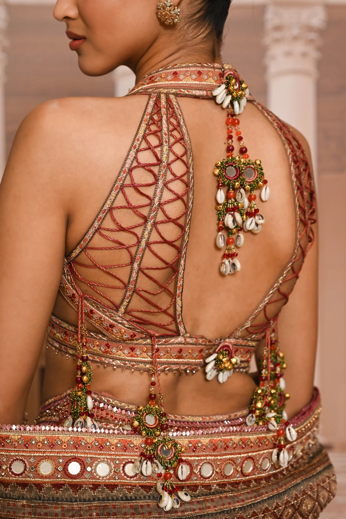 Ever Bloom Hand Painted Kashida Lehenga Set - Image 4