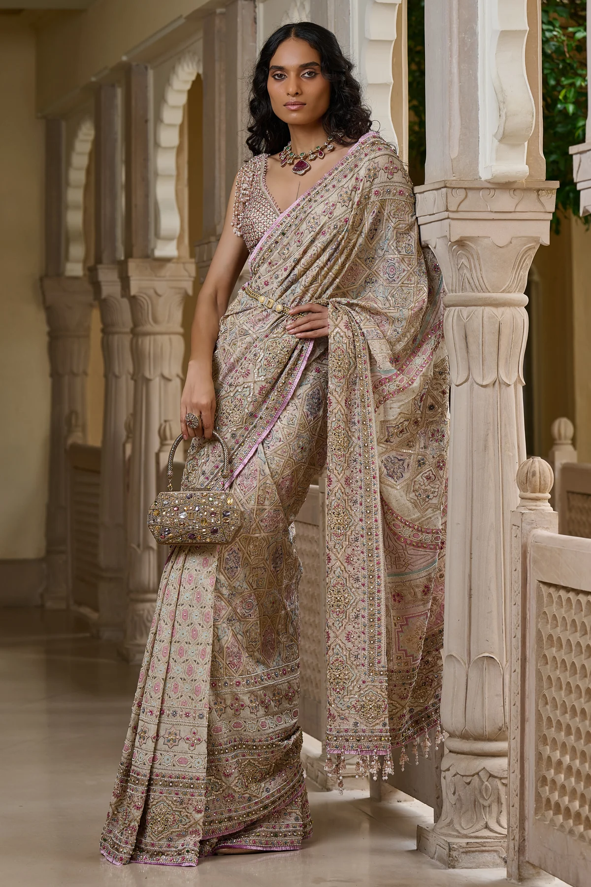 Quintessence  Kashida Embroidered Saree