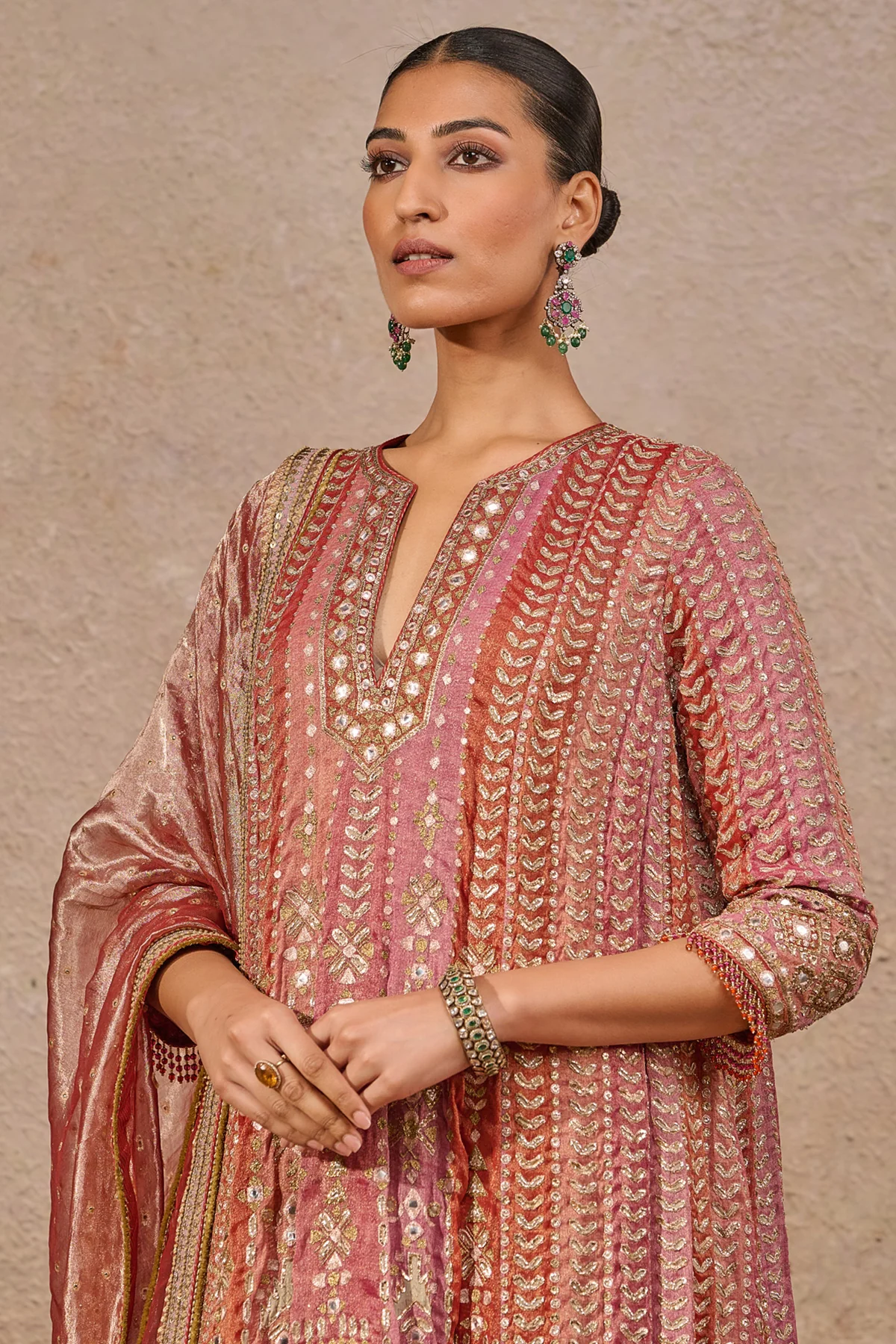 Timeless Kashida Mirror Work Kurta Set - Image 3