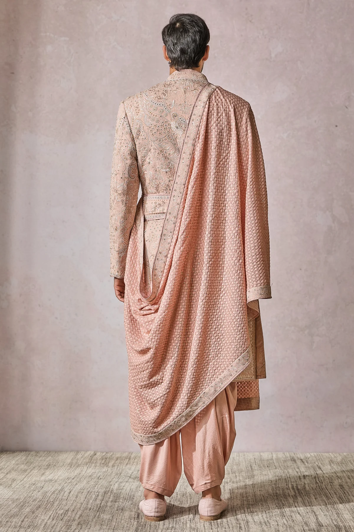 SOL Sherwani Kurta Salwar Kamarbandh Stole Safa Jutti Fabric - Image 2