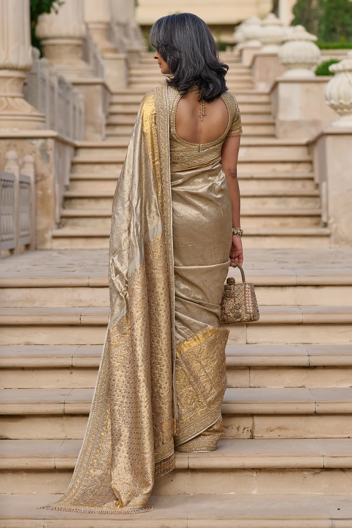 Quintessence  Marori Embroidered Kanjivaram Saree - Image 5