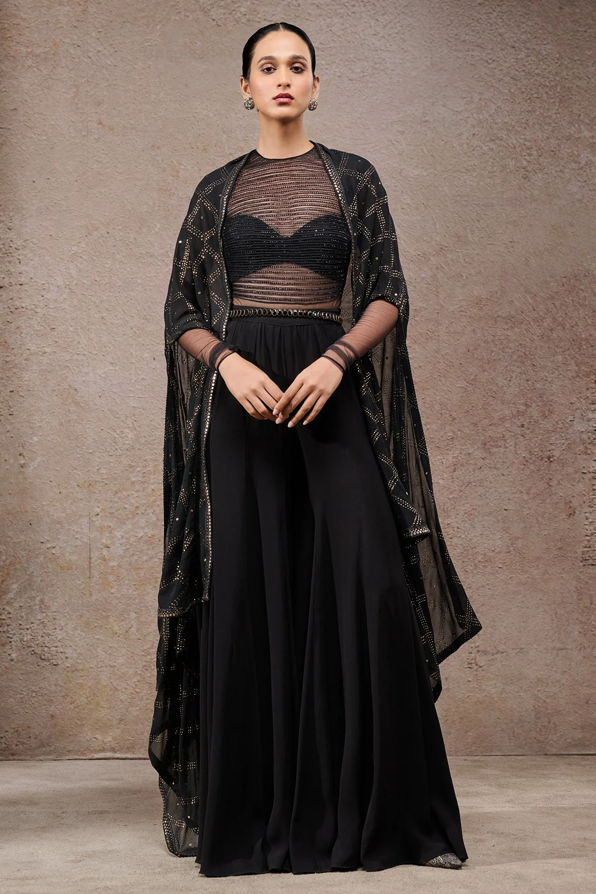 Golden Light Mukaish Cape Set - Image 6
