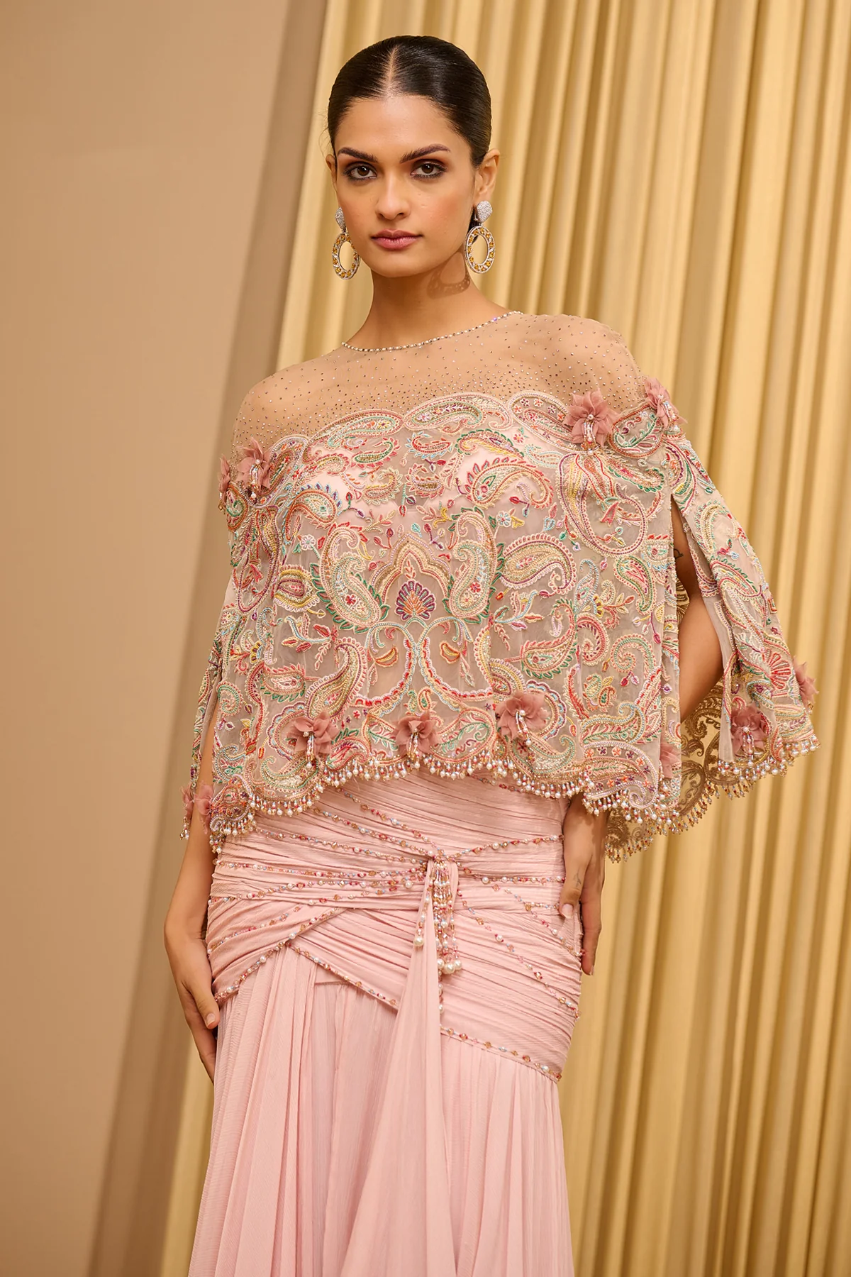 Otherworldly Paisley Embroidered Cape & Drape Skirt - Image 4