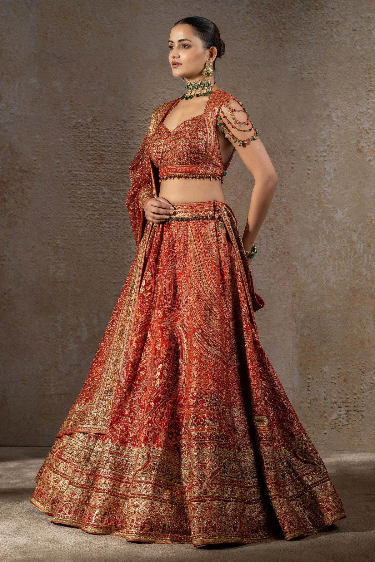 Quintessence  Paisley Kashida Lehenga - Image 2