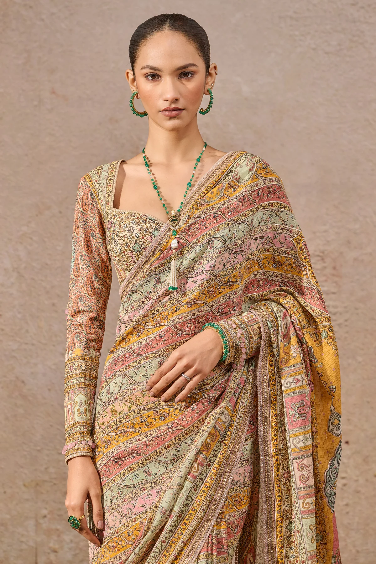 Languid Summer Printed Gota Saree - Image 5