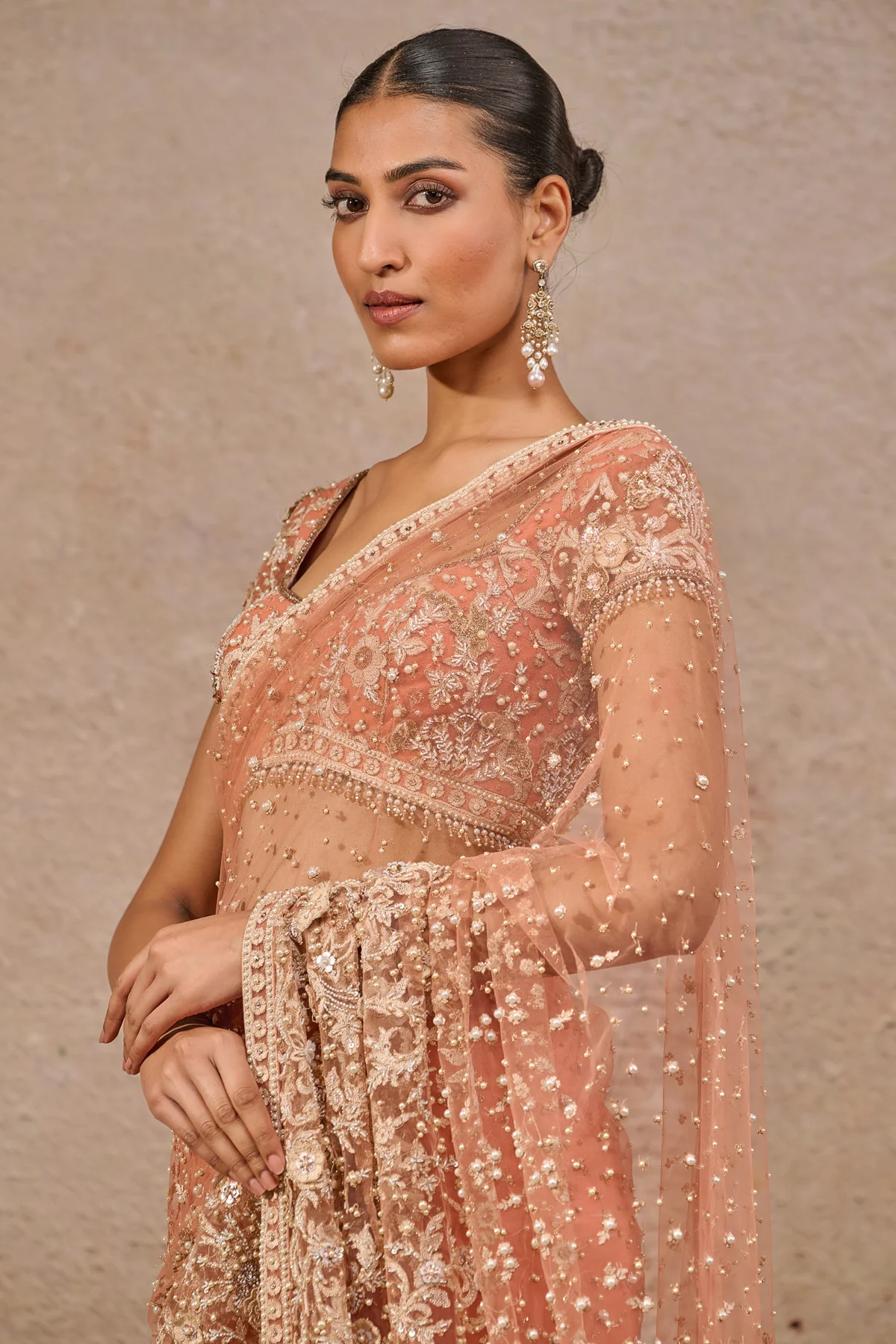 Languid Summer Resham Embroidered Floral Saree - Image 3