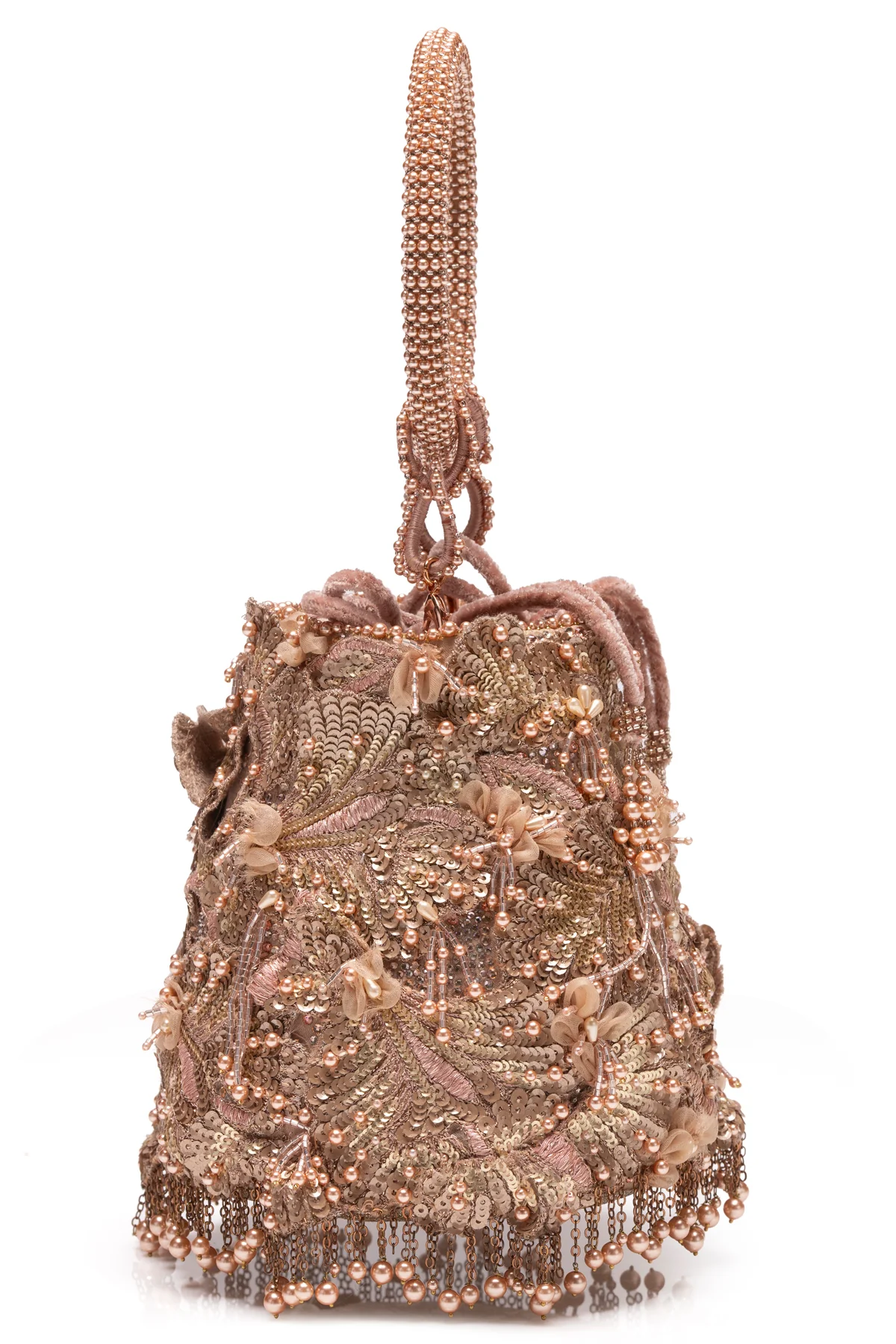 Rosé Fringe Bucket Bag - Image 2