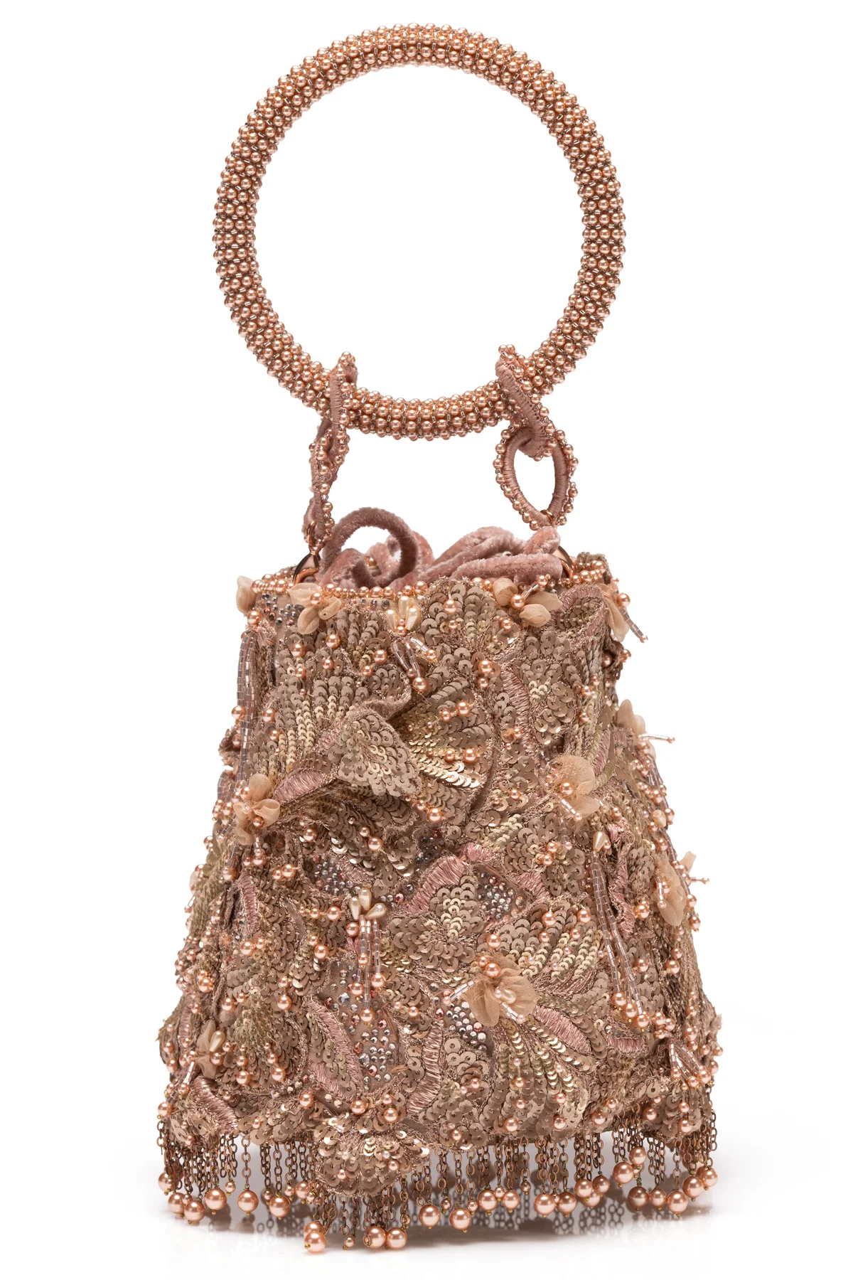 Rosé Fringe Bucket Bag - Image 3