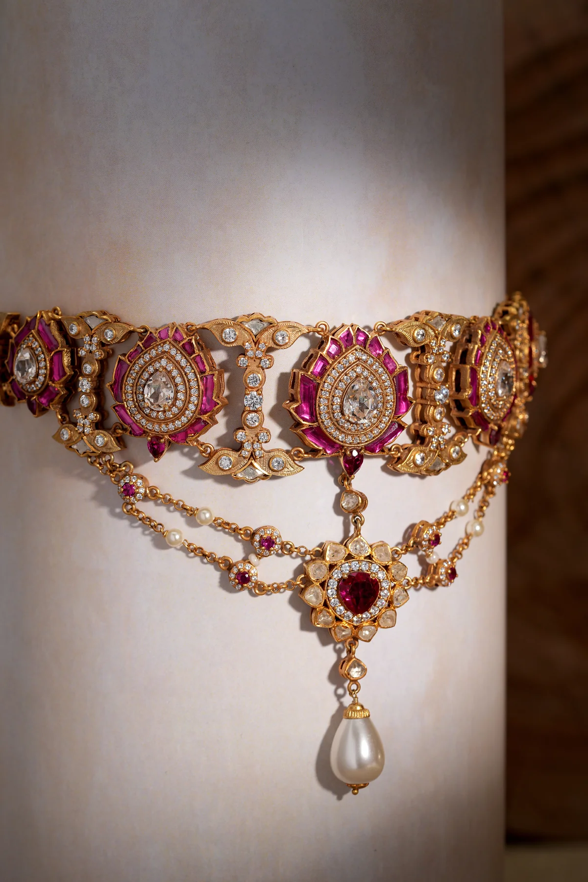 Ruby Floral Silver Choker - Image 3