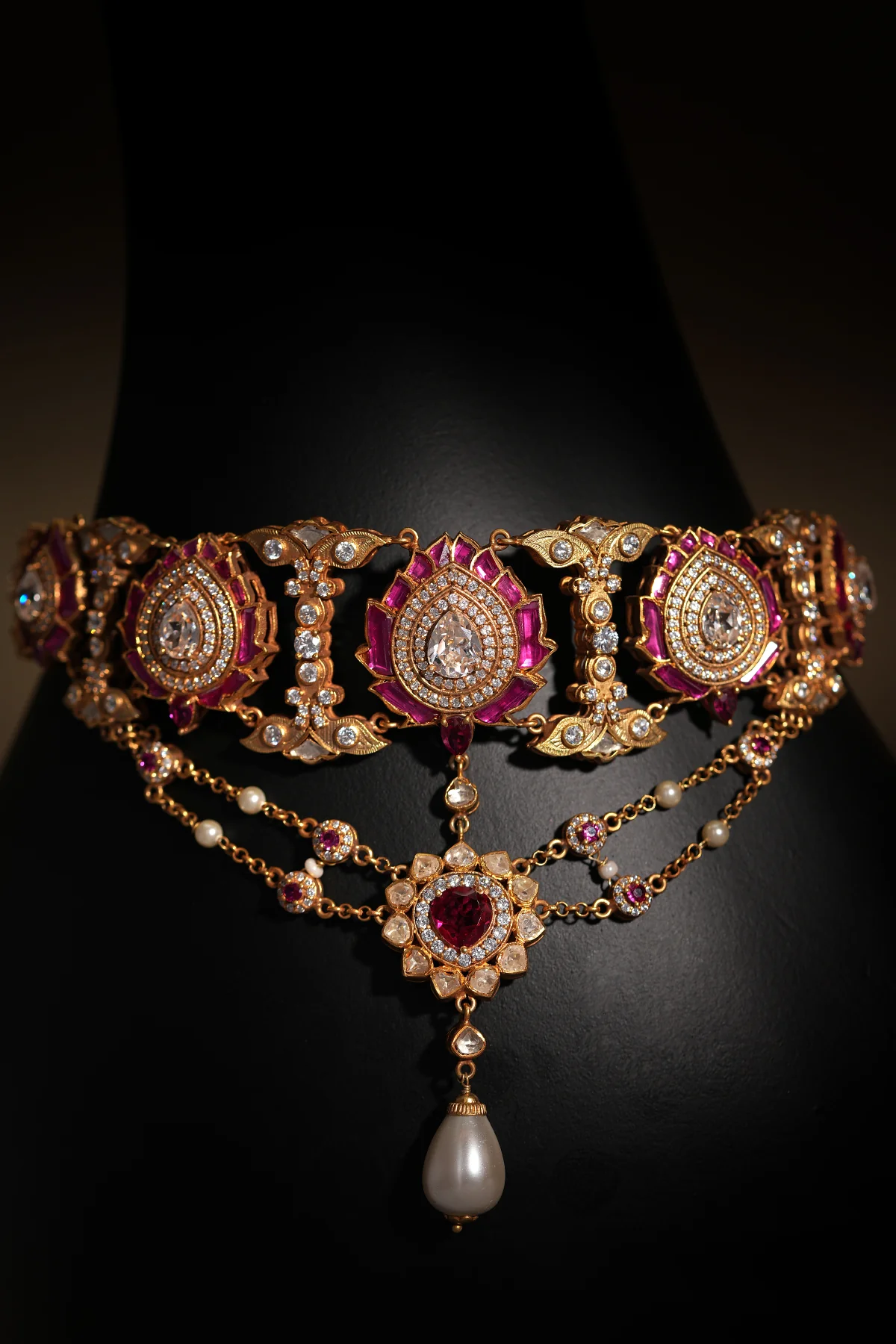 Ruby Floral Silver Choker - Image 4