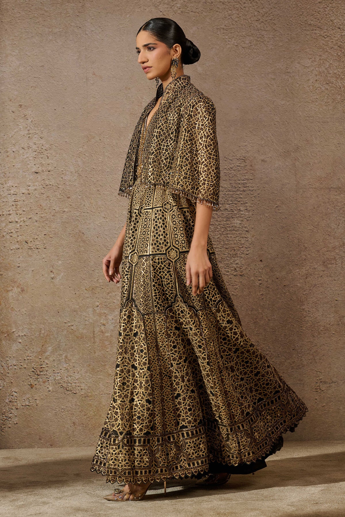 Otherworldly Sequin Architecture Motif Cape - Image 2