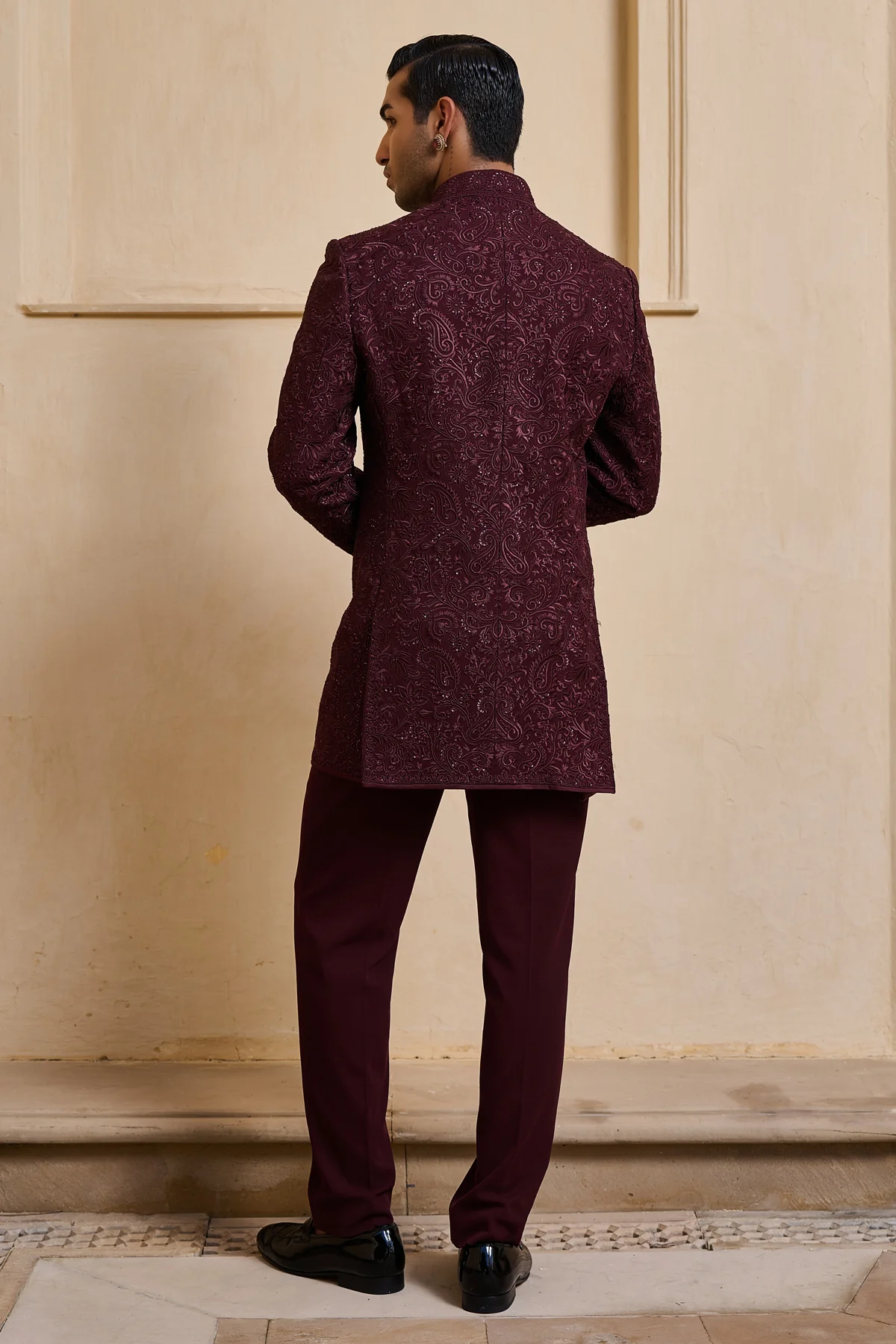 Golden Light Tonal Embroidered Bandhgala Set - Image 10