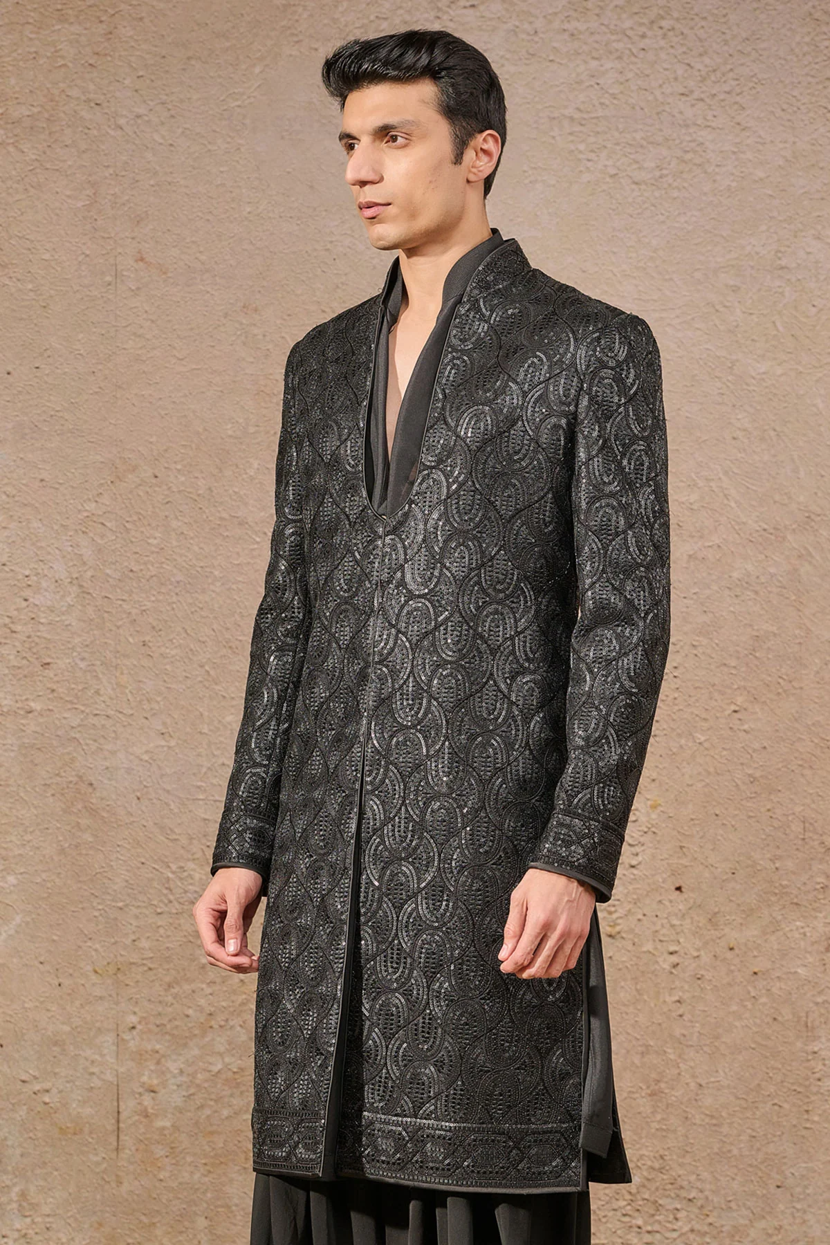 Languid Summer Tonal Sequin Cocktail Sherwani - Image 3